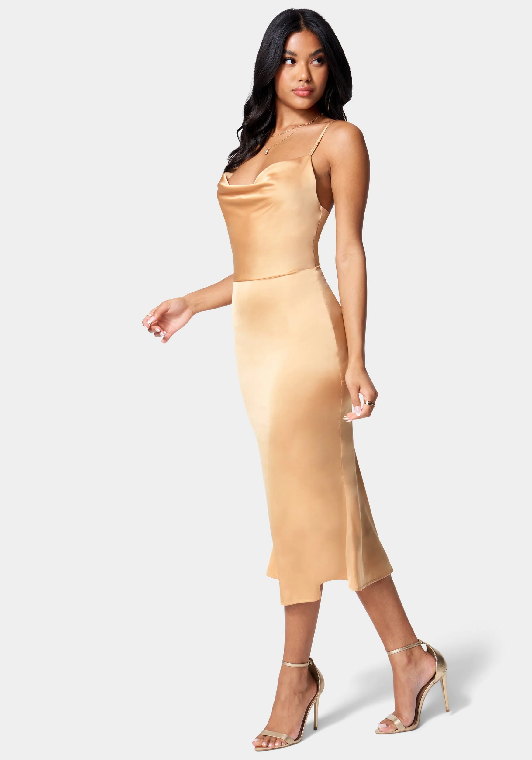 Strappy Satin Midi Dress - Image 3