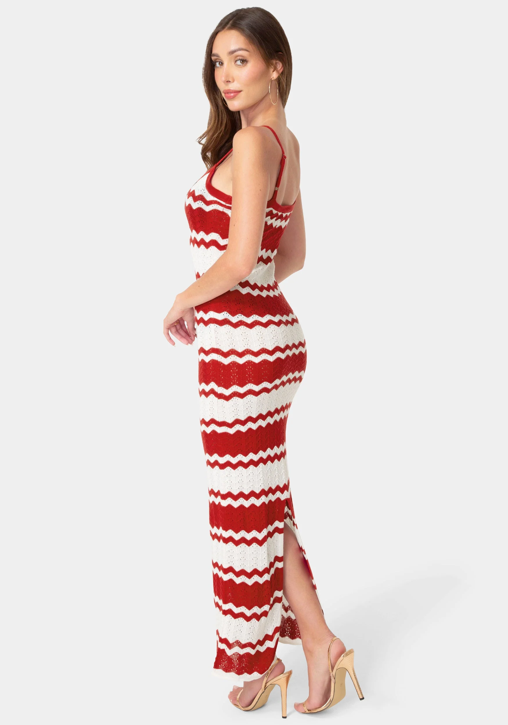 Stripe Crochet Keyhole Maxi Dress - Image 3