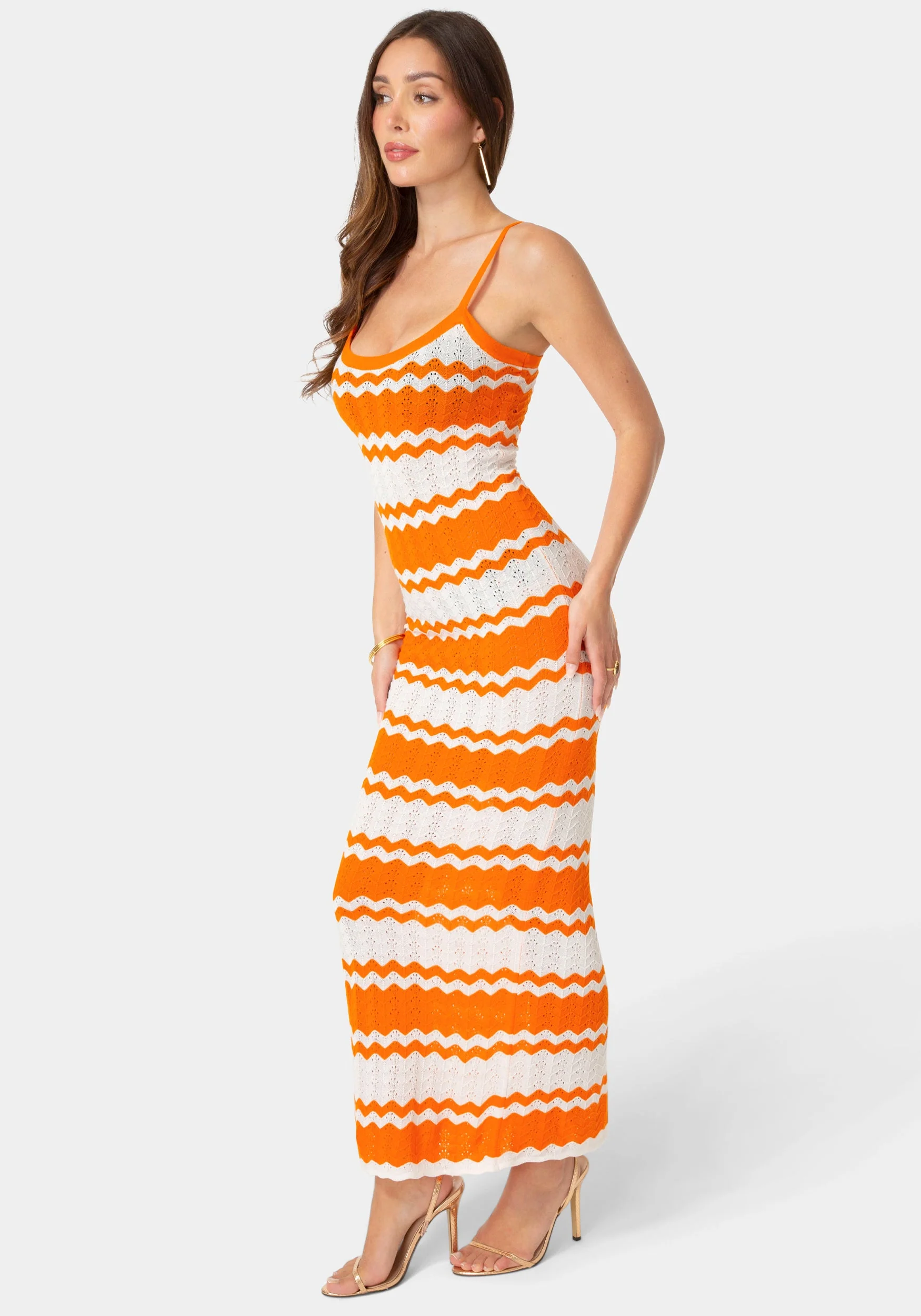 Stripe Crochet Keyhole Maxi Dress - Image 2