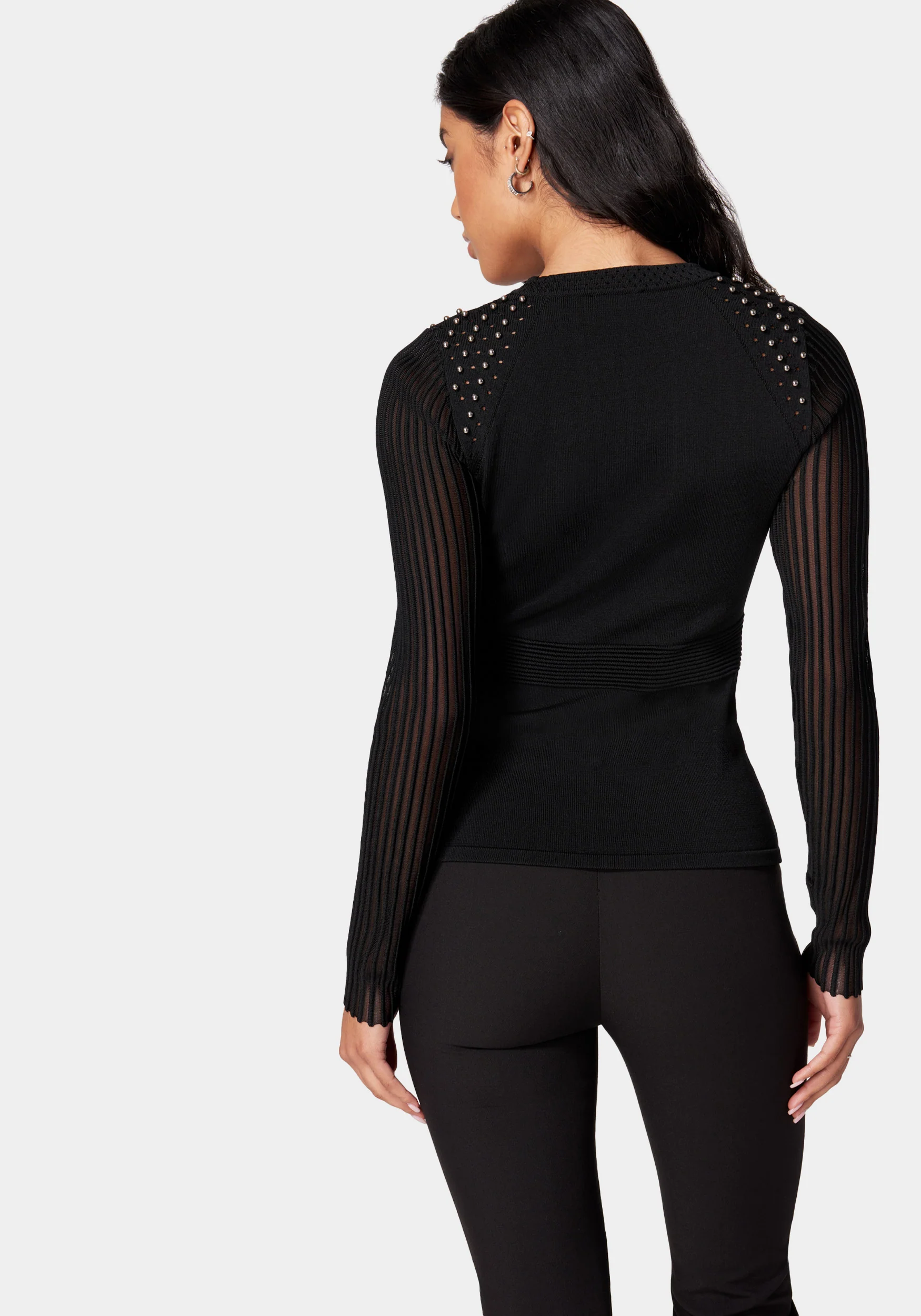 Stripe Illusion Stud Detail Sweater - Image 3