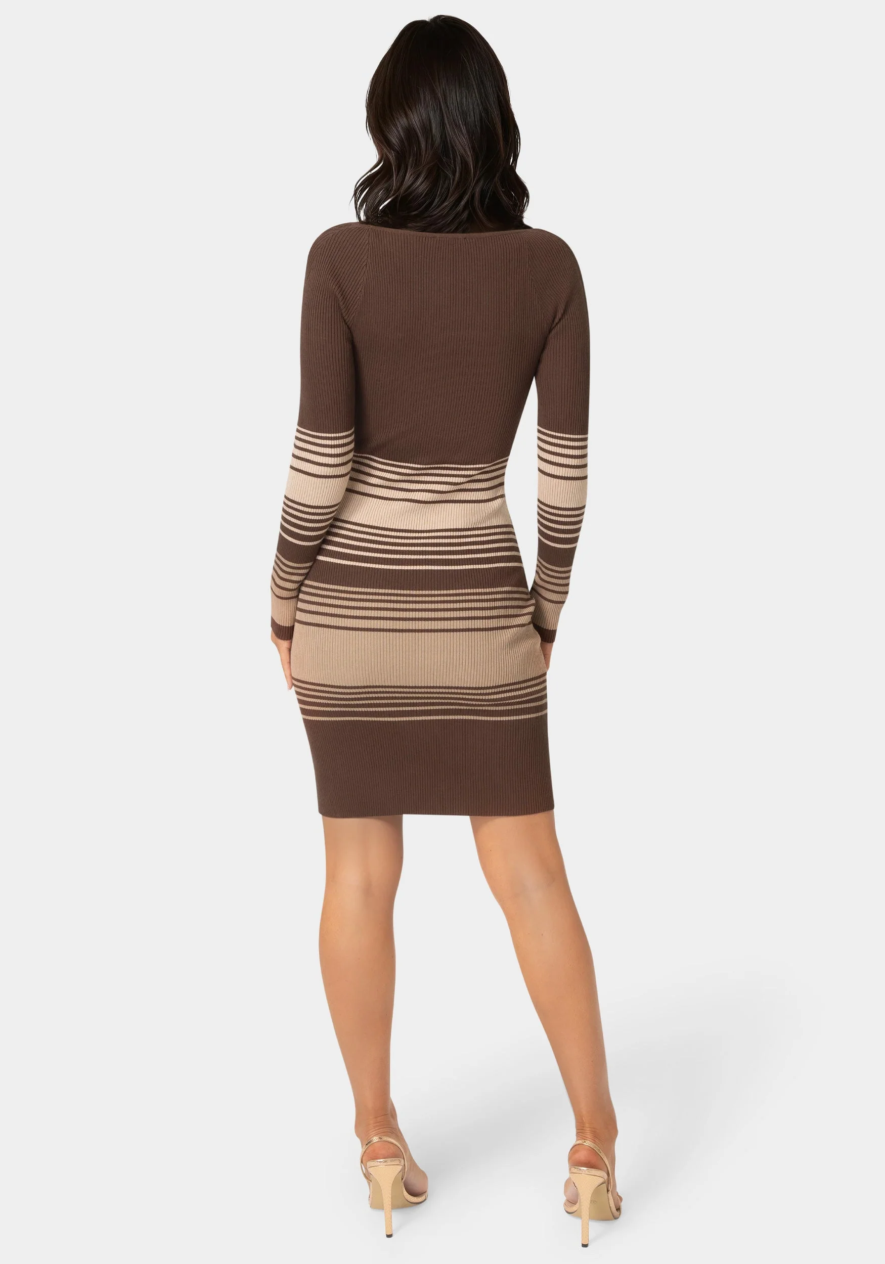 Stripe Rib Sweater Midi Dress - Image 3