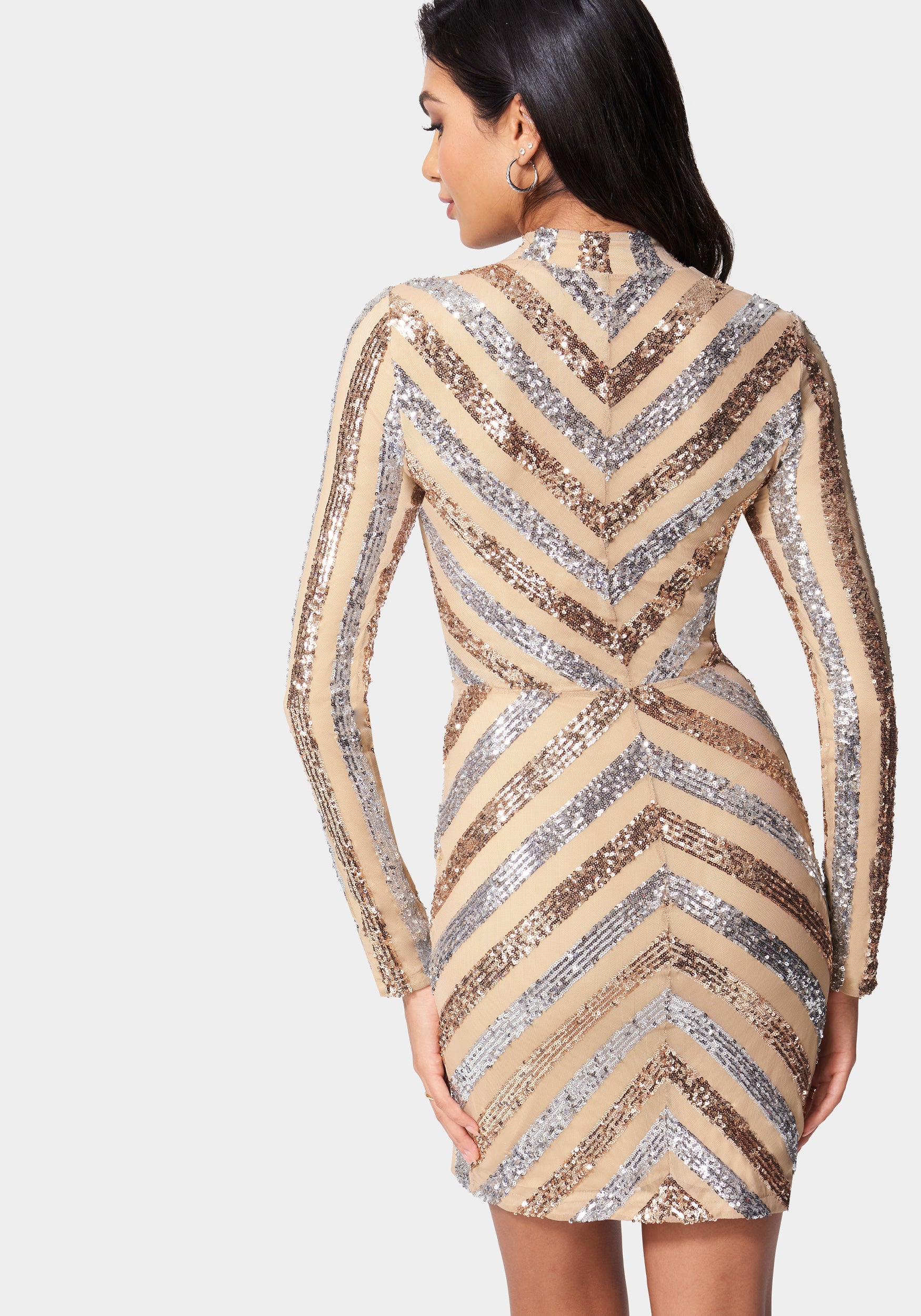 Stripe Sequin Mini Dress - Image 3
