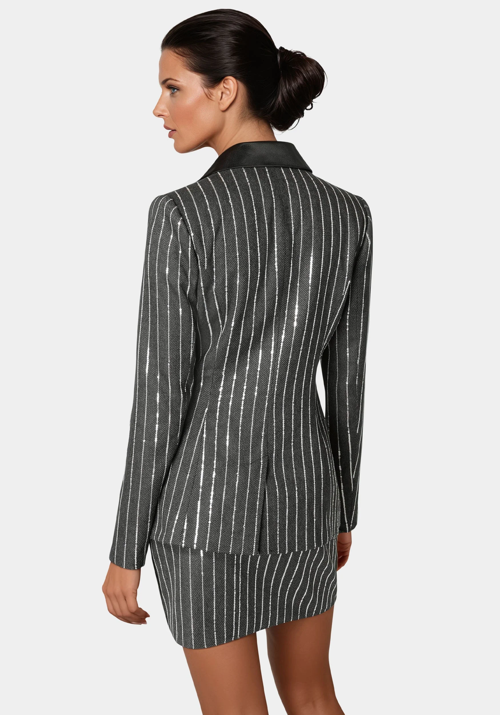 Stripe Sequins Double Breasted Blazer - Image 2