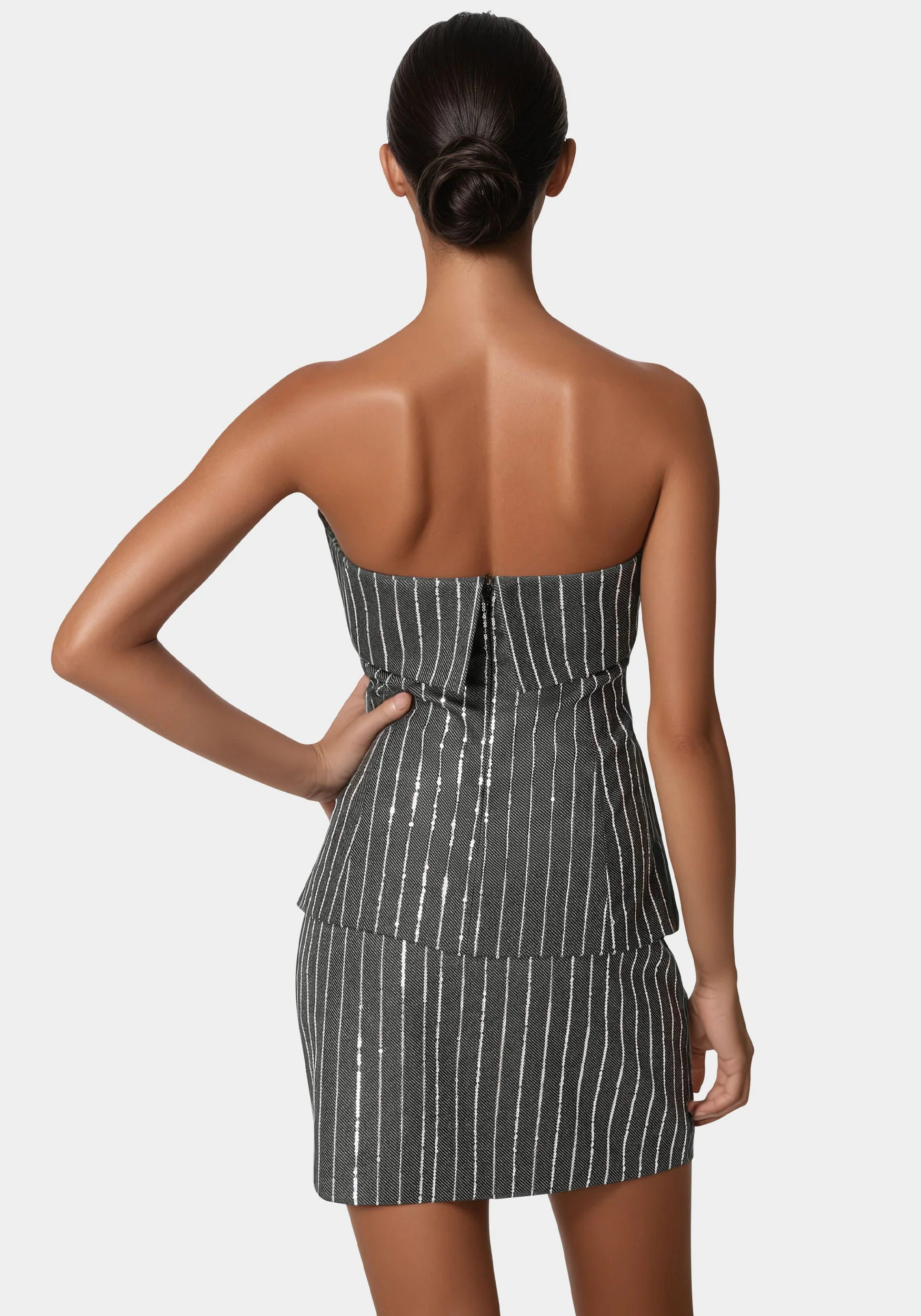 Stripe Sequins Strapless Corset - Image 3