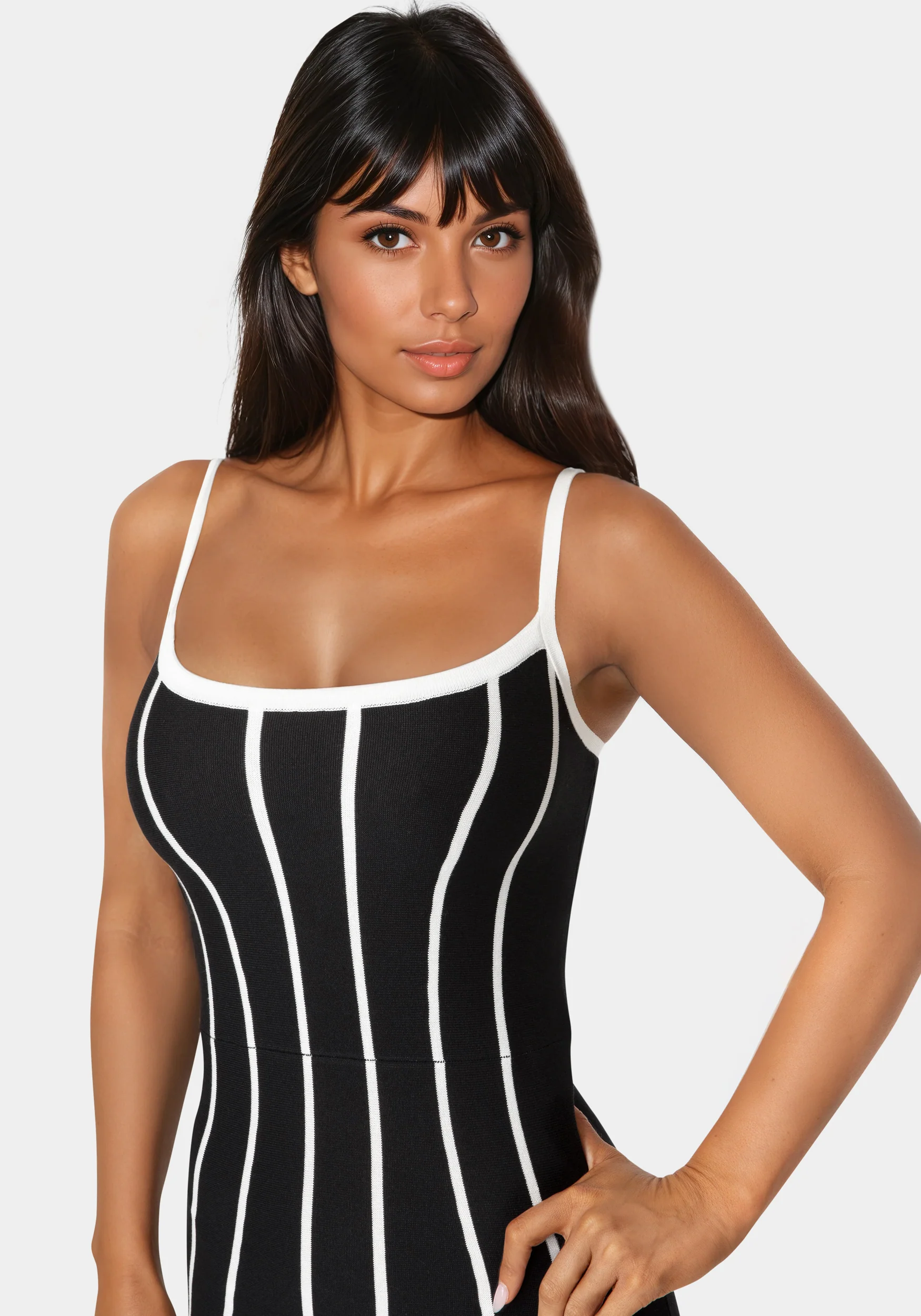 Striple Knit Bodycon Midi Dress - Image 4