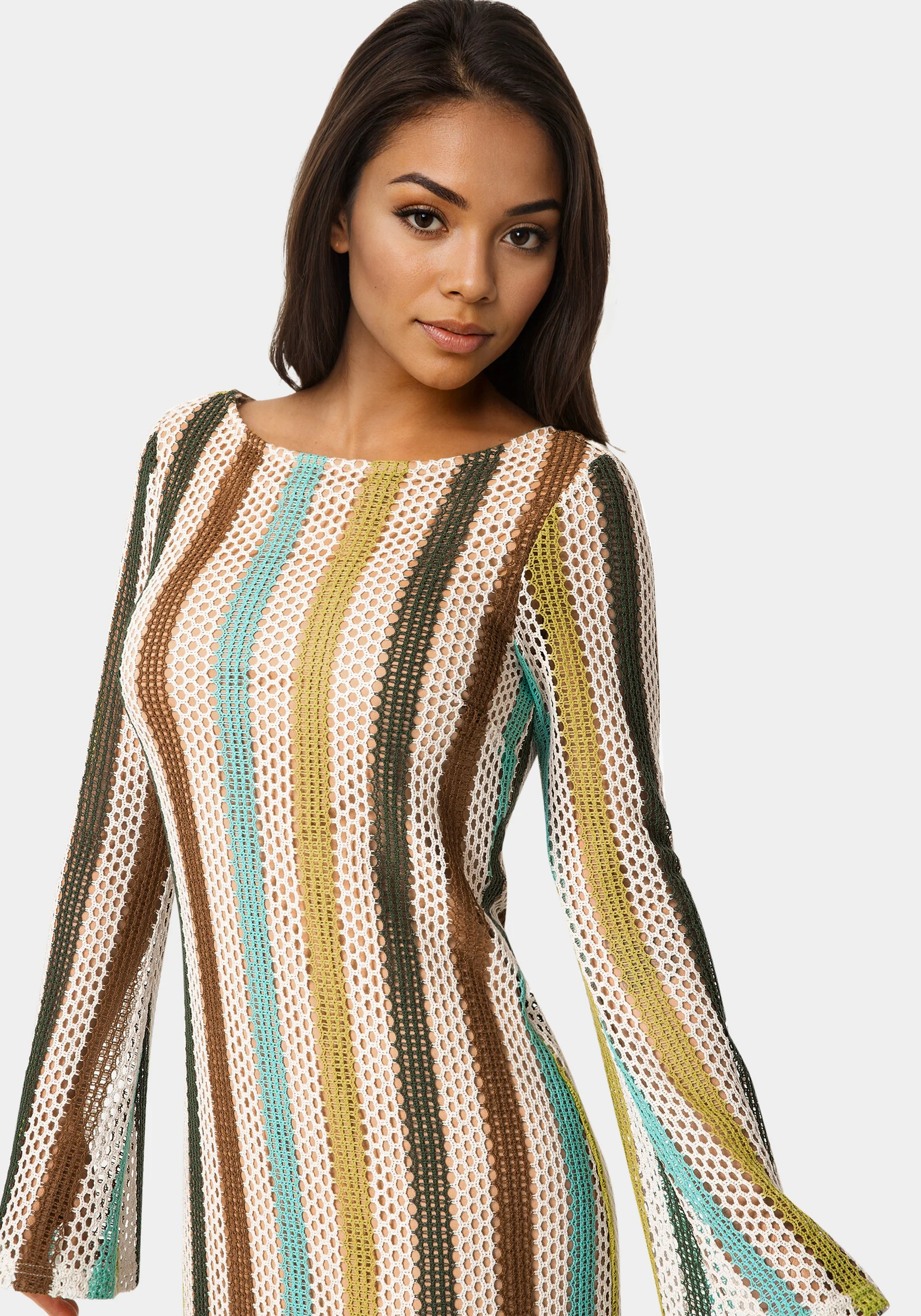 Striple Long Sleeve Slim Dress - Image 4