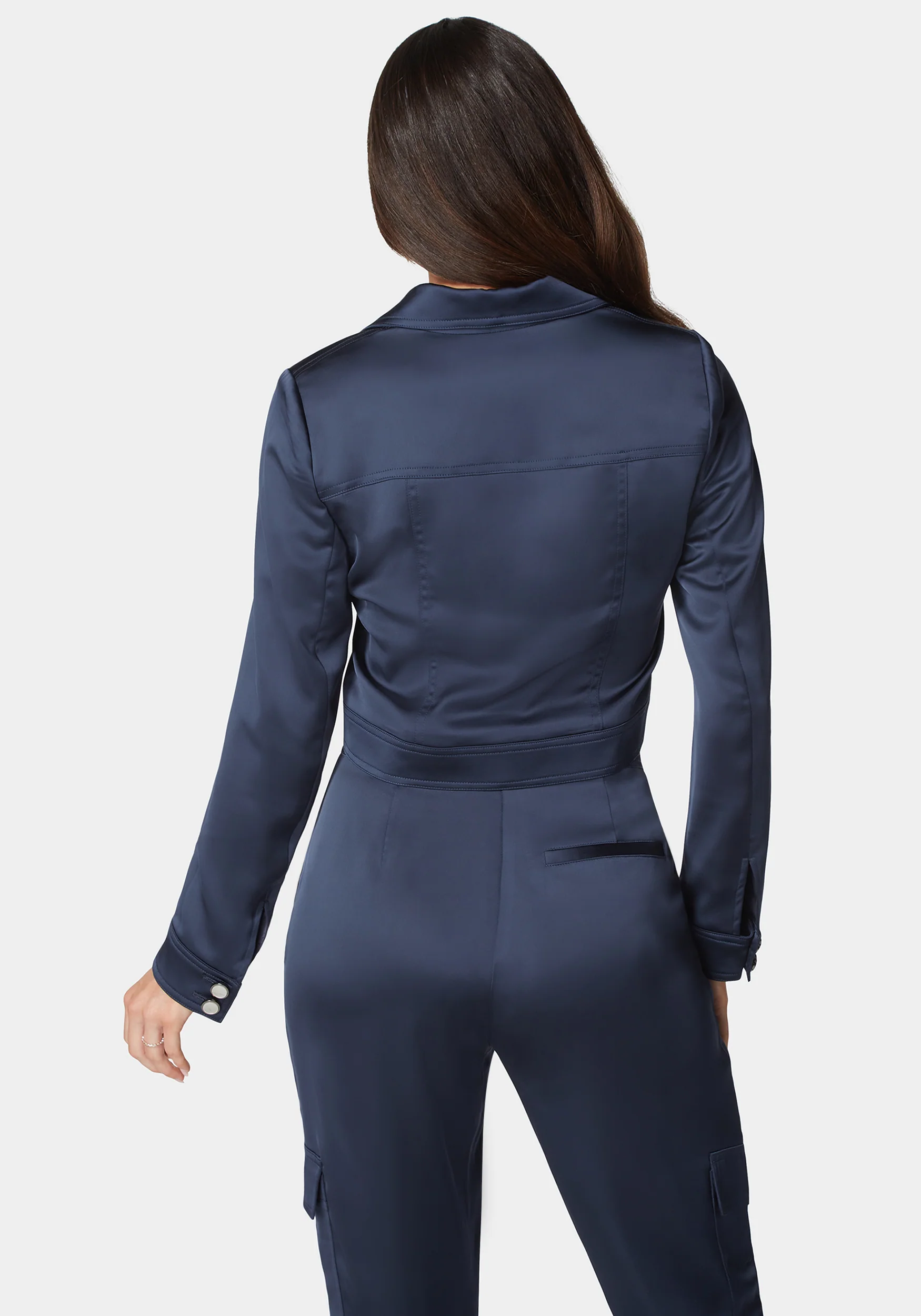 Stud Detail Tailored Satin Blazer - Image 3