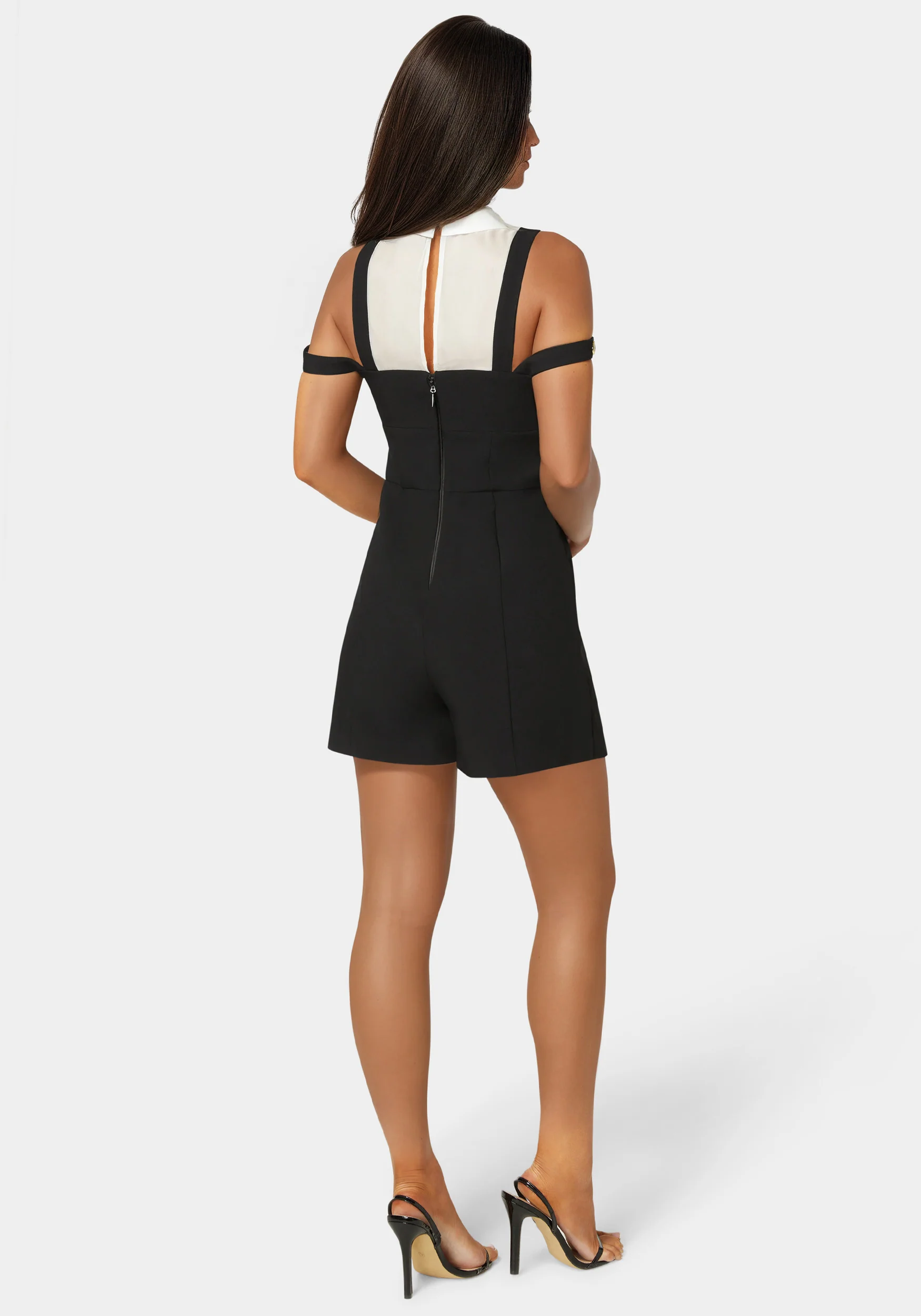 Studded Black & White Combo Romper - Image 2