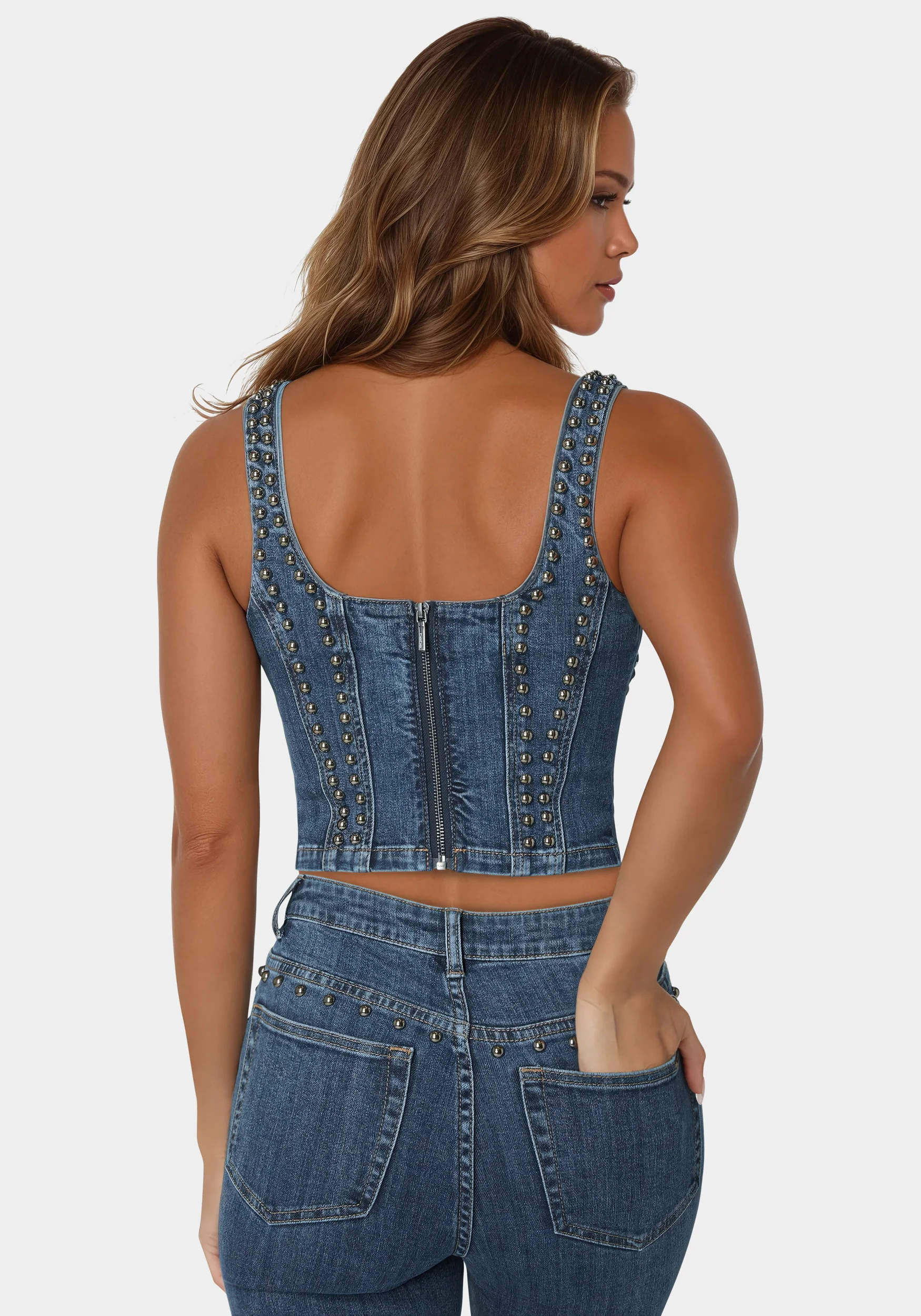 Studded Denim Corset - Image 3