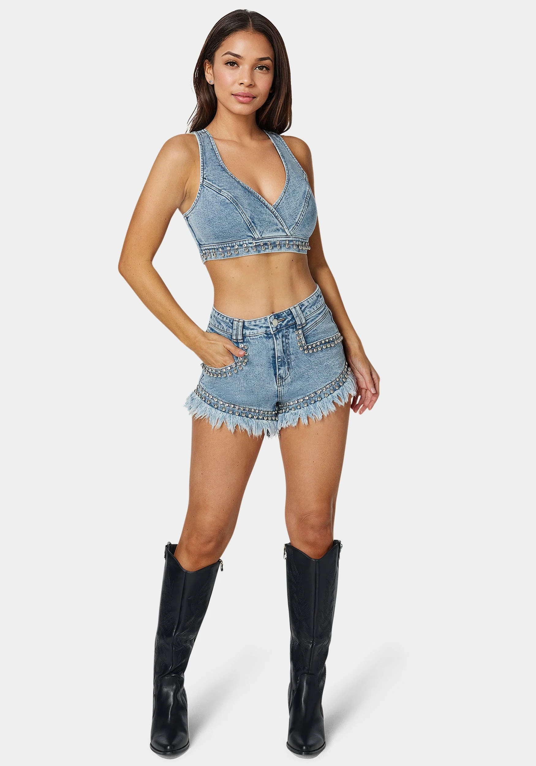 Studded Denim Top - Image 2