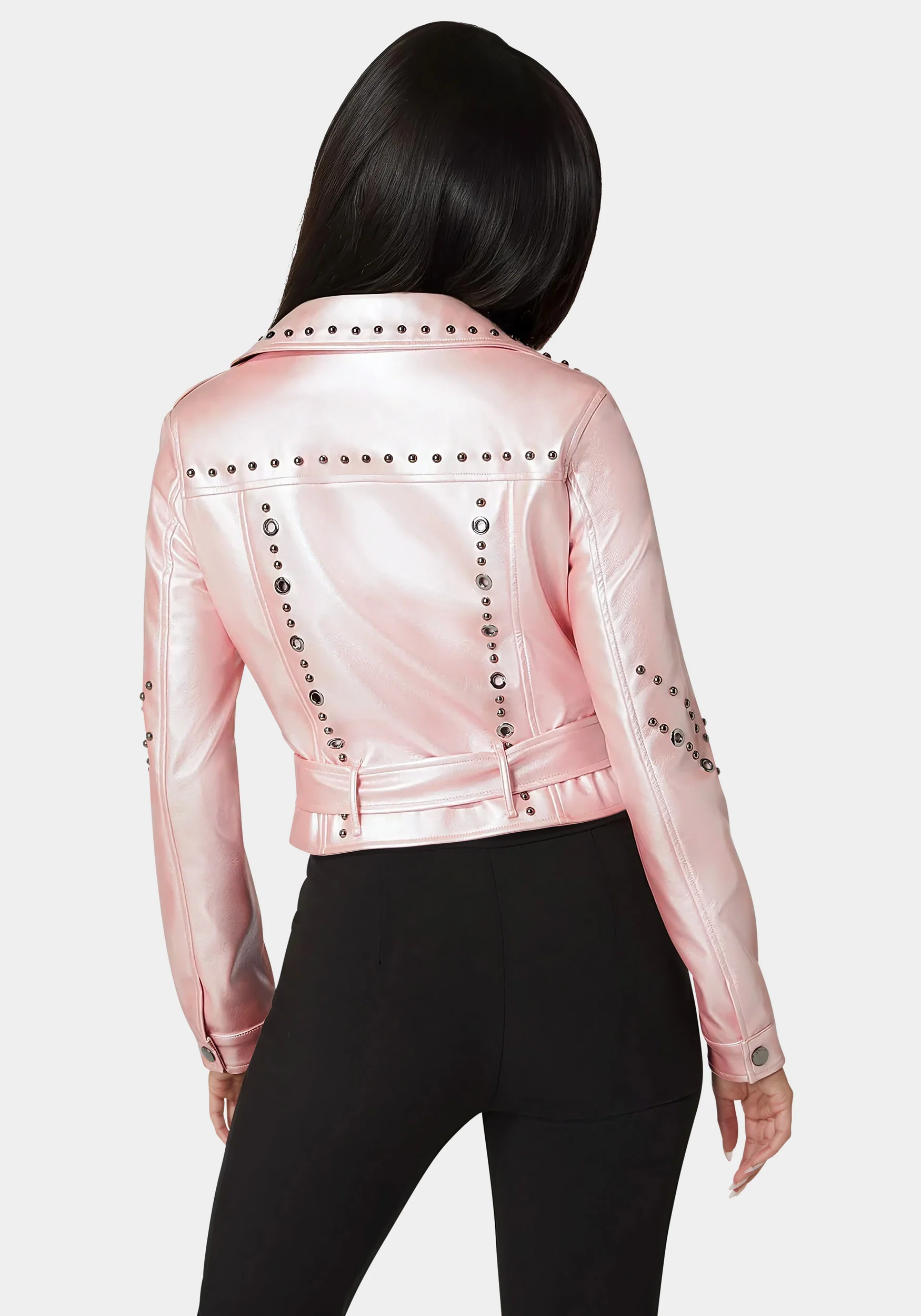 Studded Vegan Leather Moto Jacket - Image 4