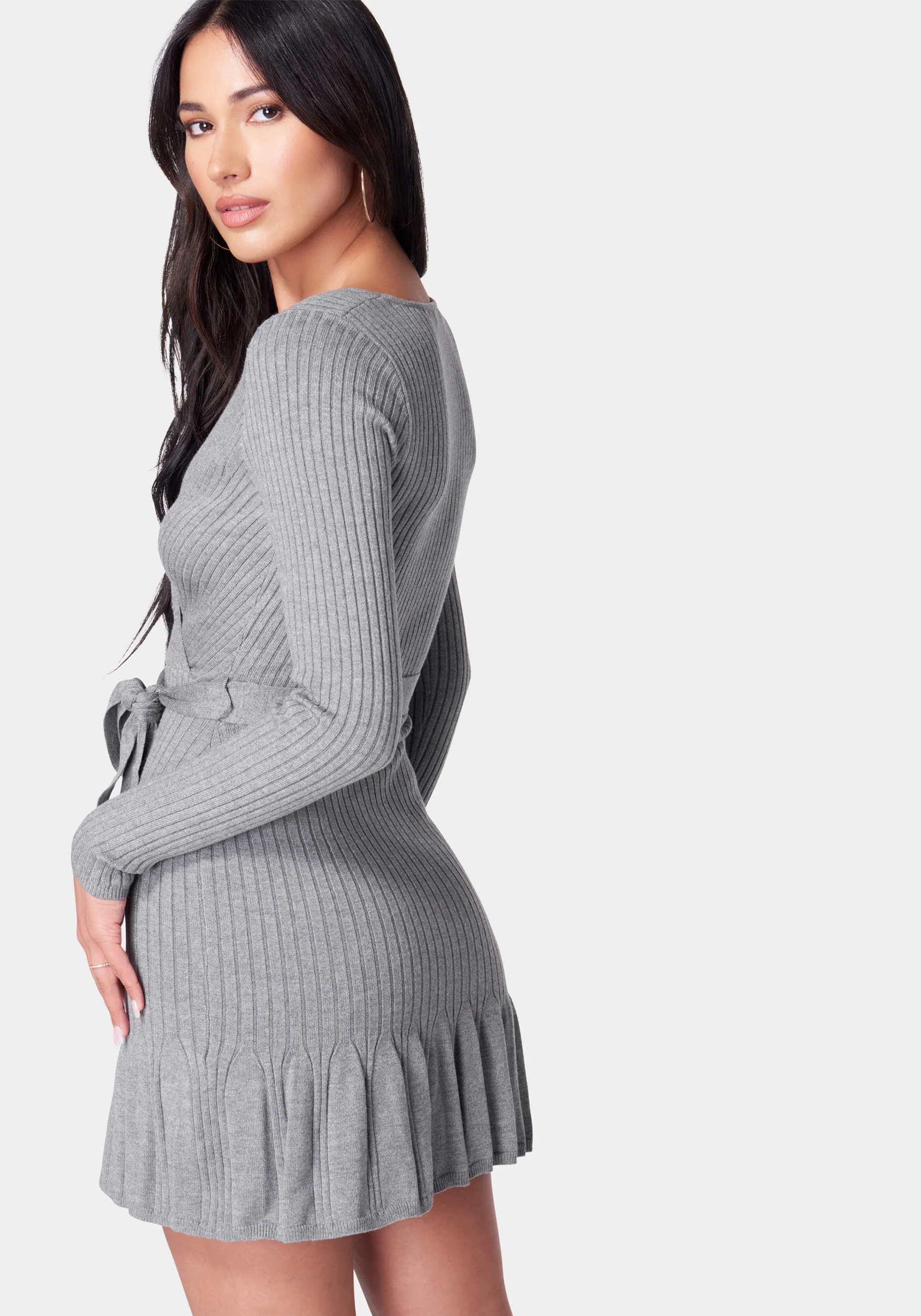 Surplice Fit and Flare Sweater Dress - Image 3