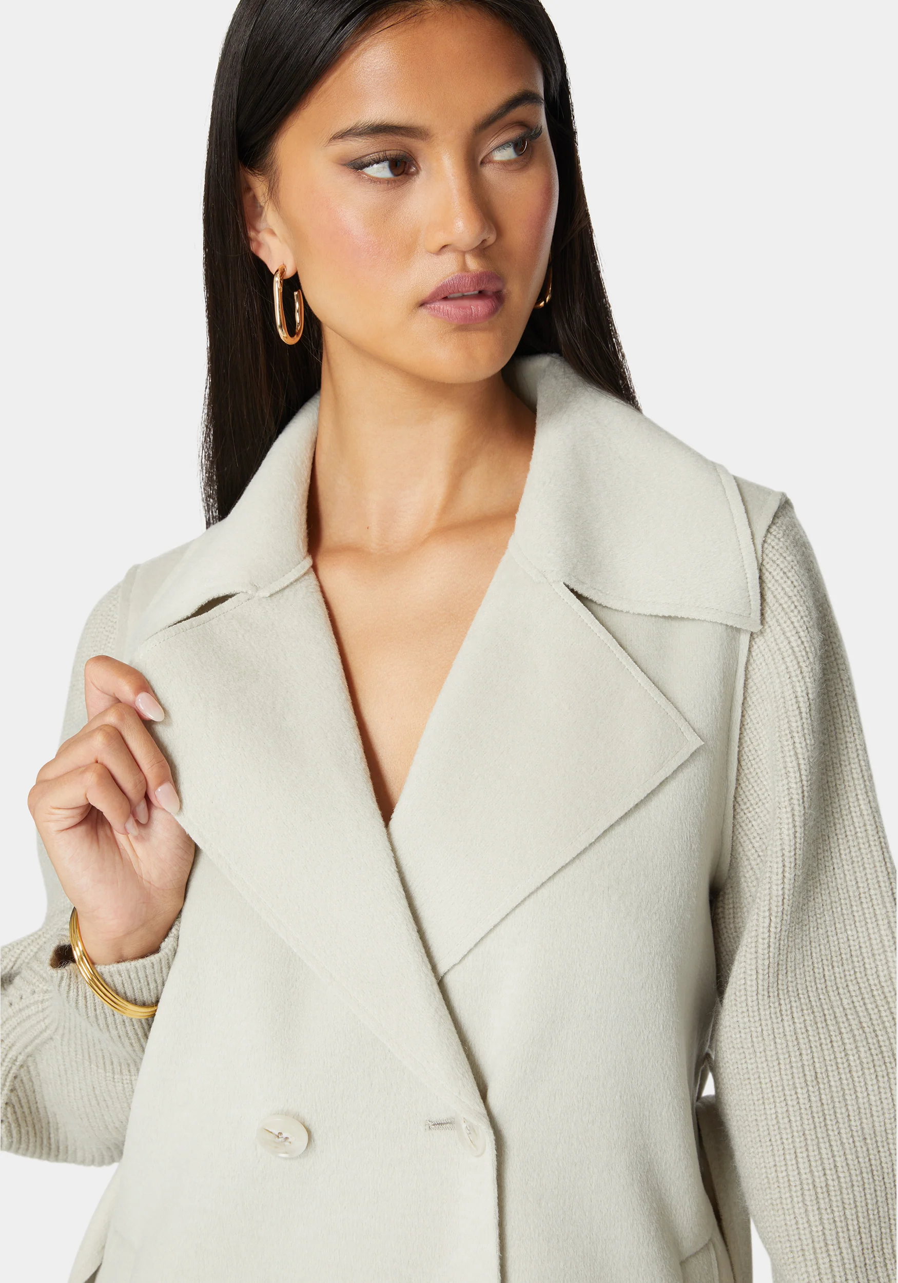 Sweater Sleeve Double Face Coat - Image 3
