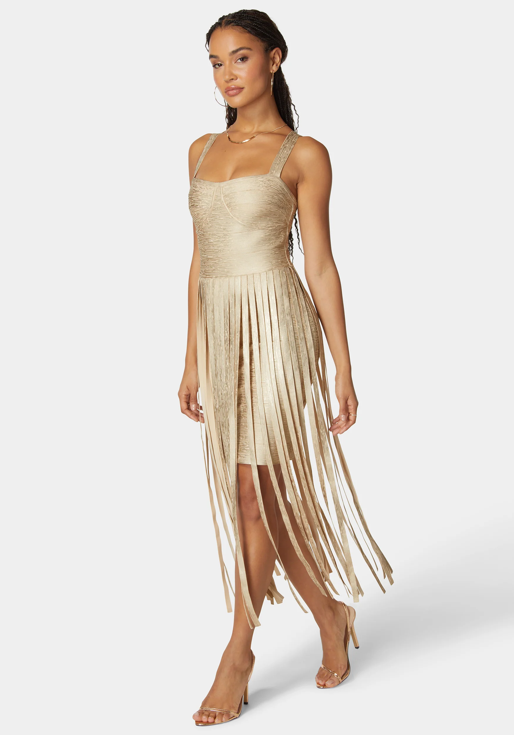 Sweetheart Bandage Top With Fringe Maxi Skirt Dress - Image 2