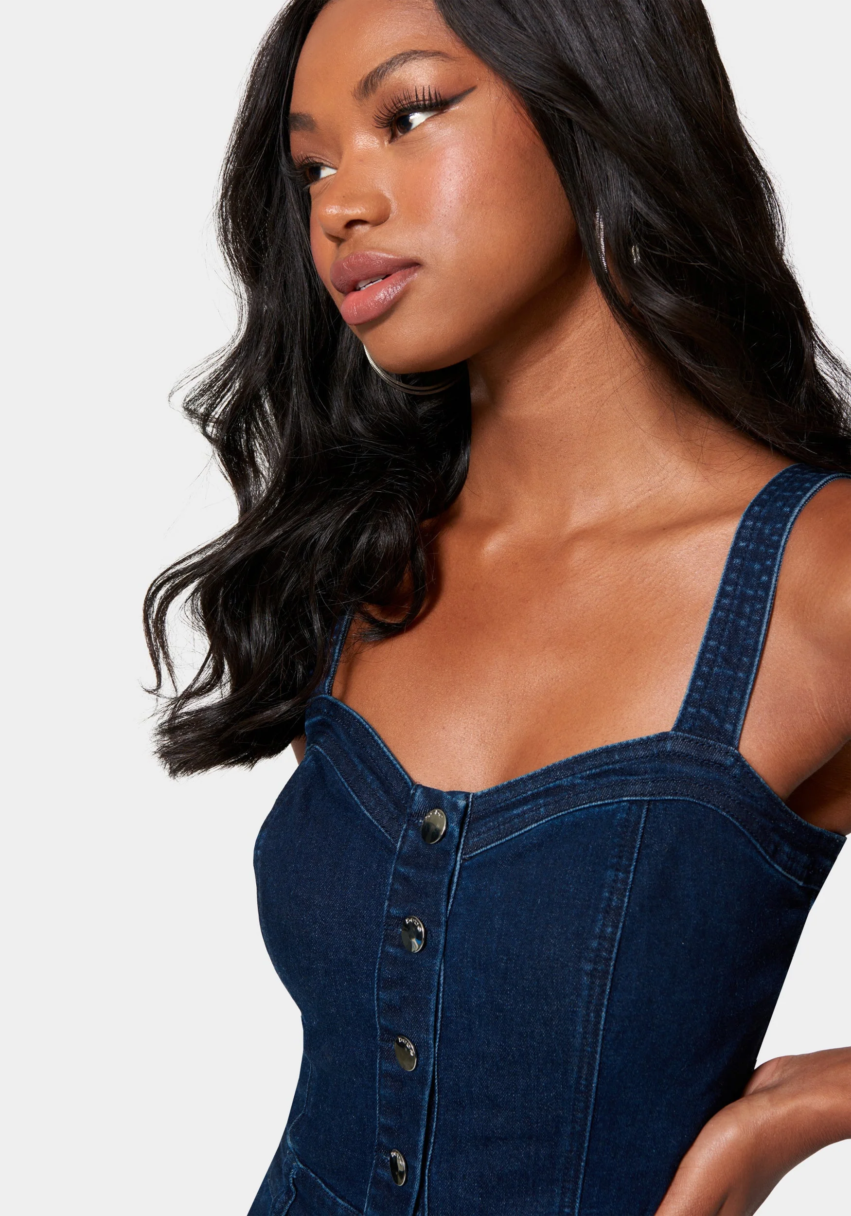 Sweetheart Neckline Denim Romper - Image 4