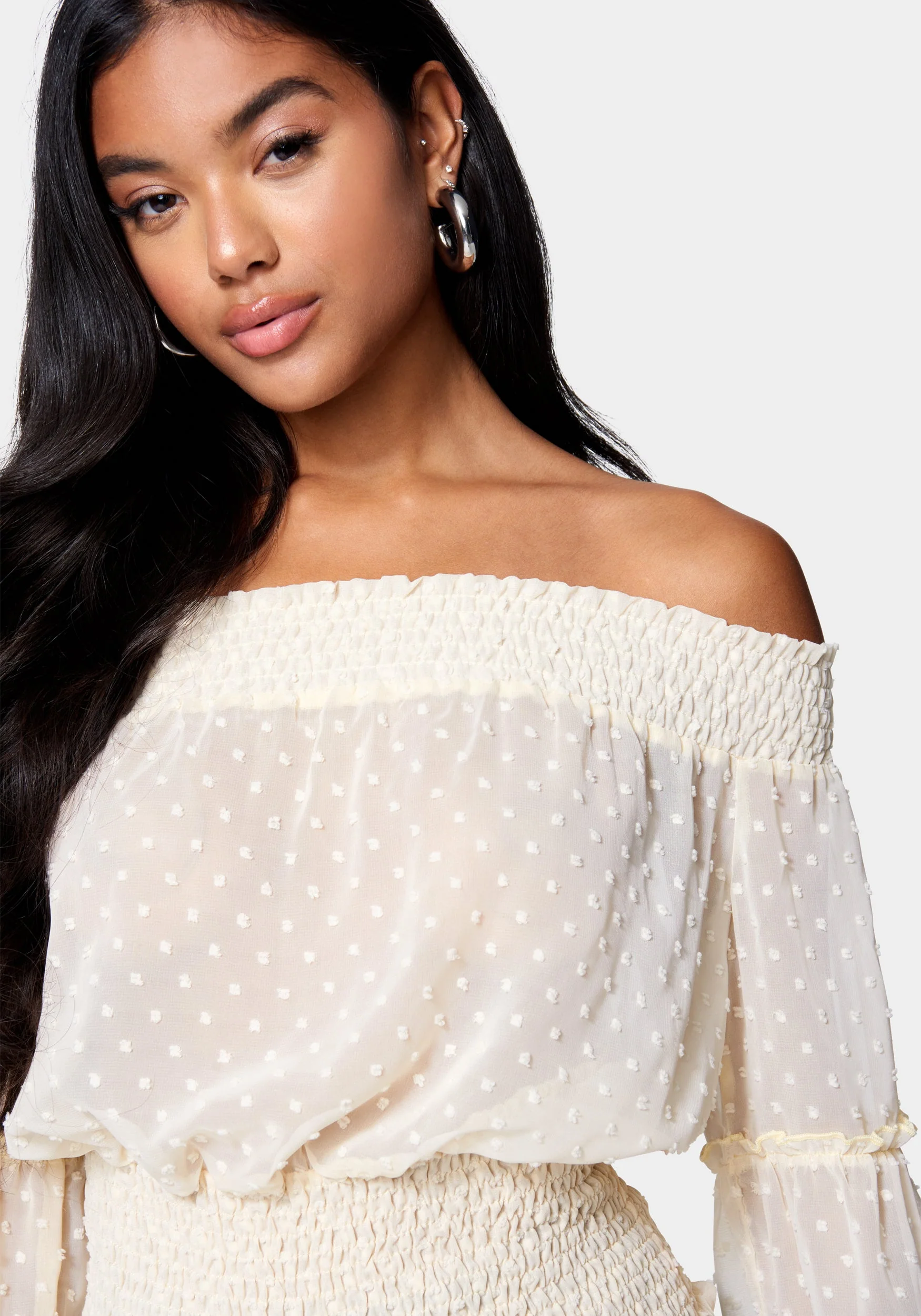 Swiss Dot Bell Sleeve Blouse - Image 4