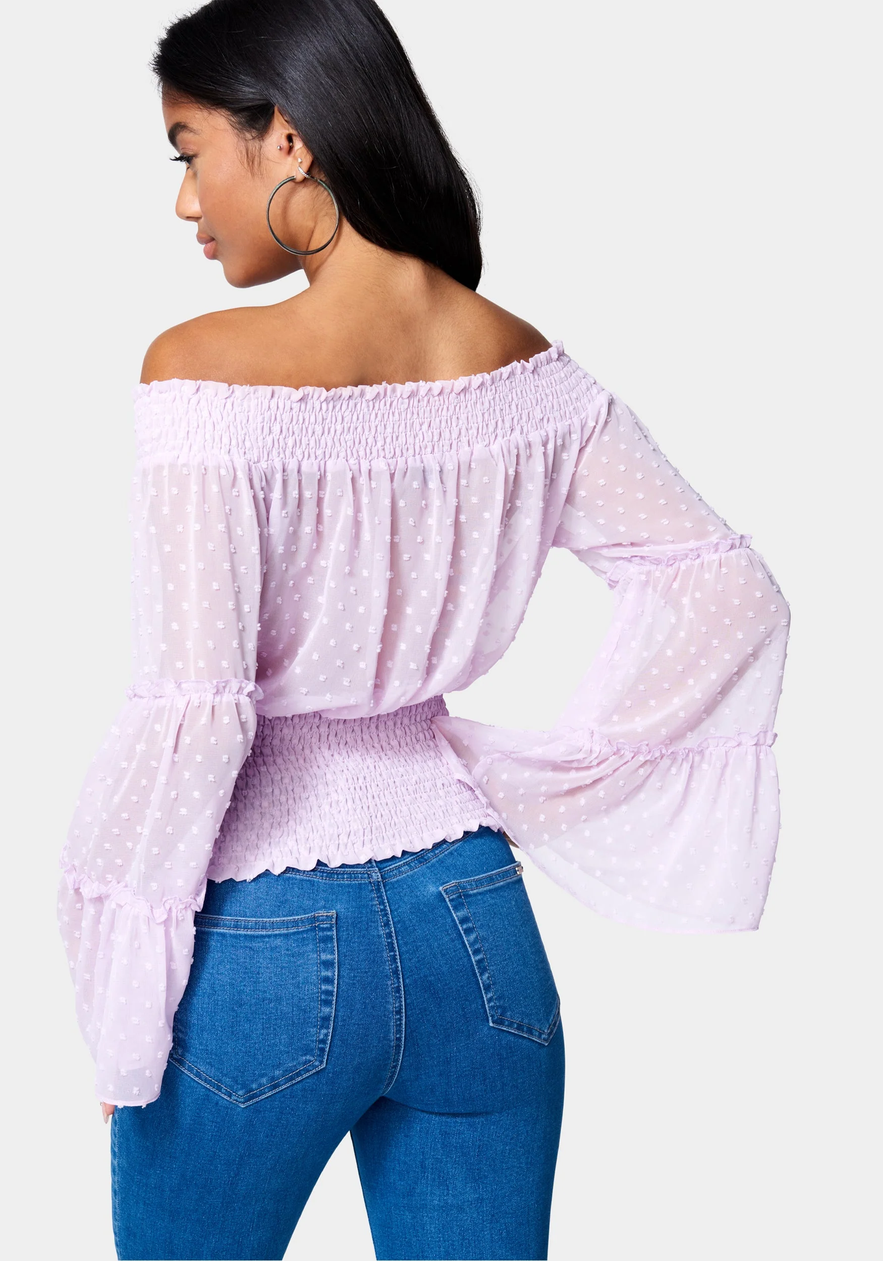 Swiss Dot Bell Sleeve Blouse - Image 3