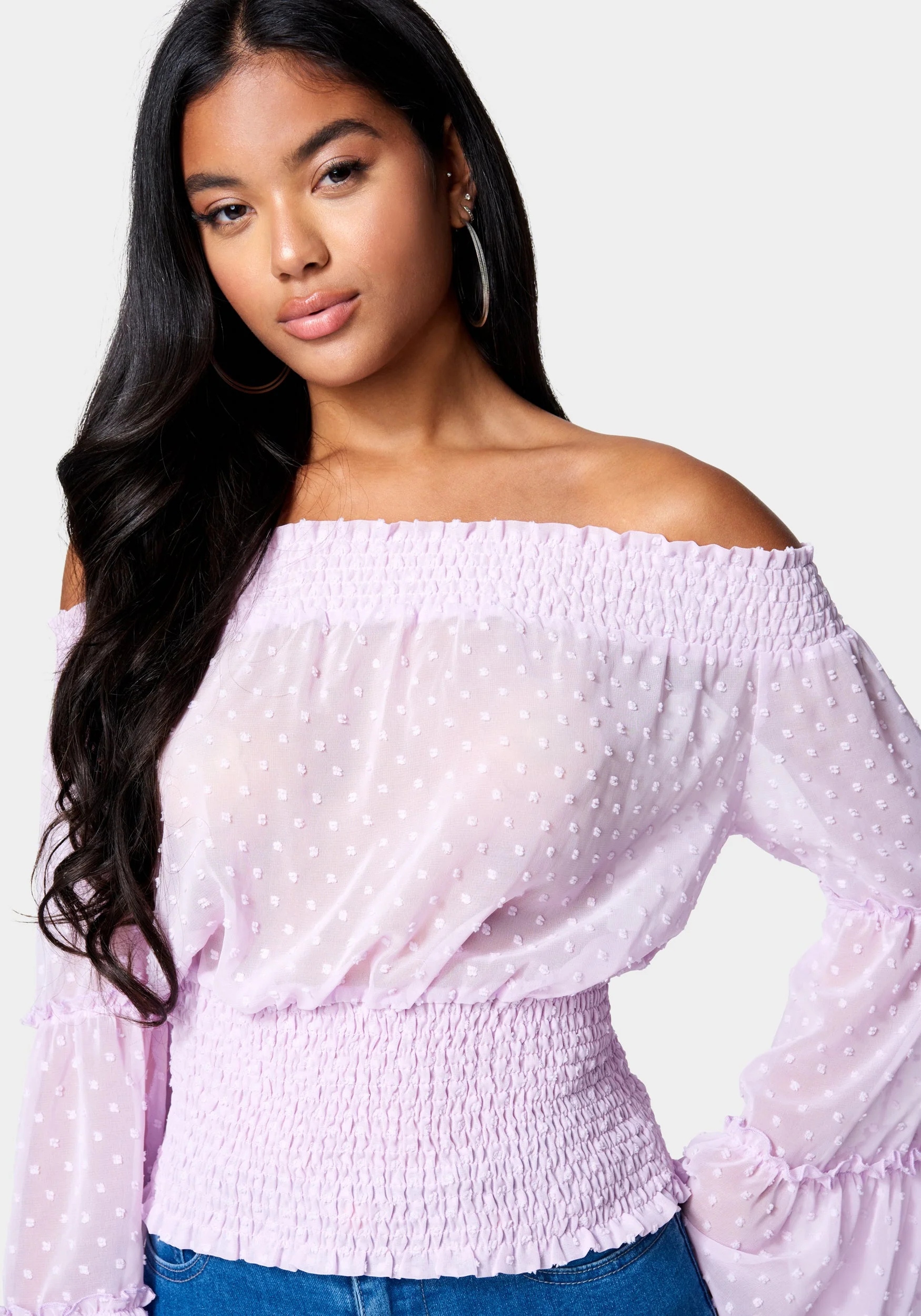 Swiss Dot Bell Sleeve Blouse - Image 4