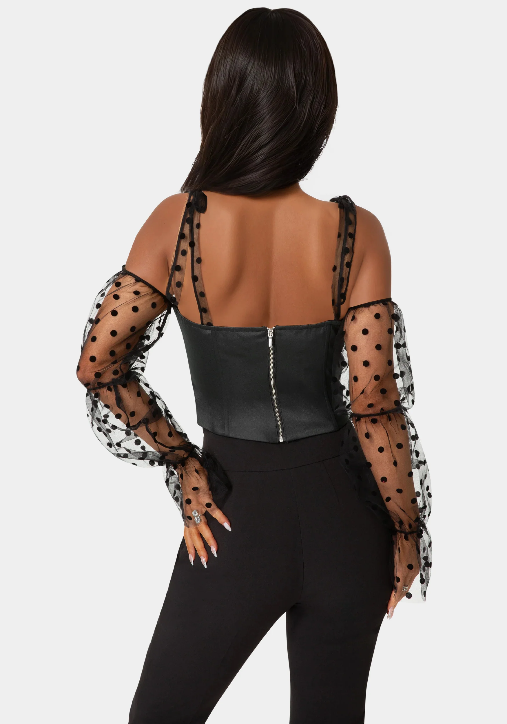 Swiss Dot Sleeve Satin Corset - Image 2