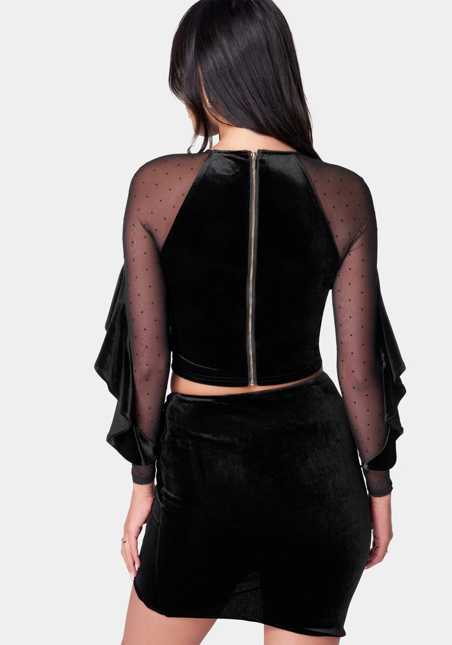 Swiss Dot Velour Ruffle Top - Image 3
