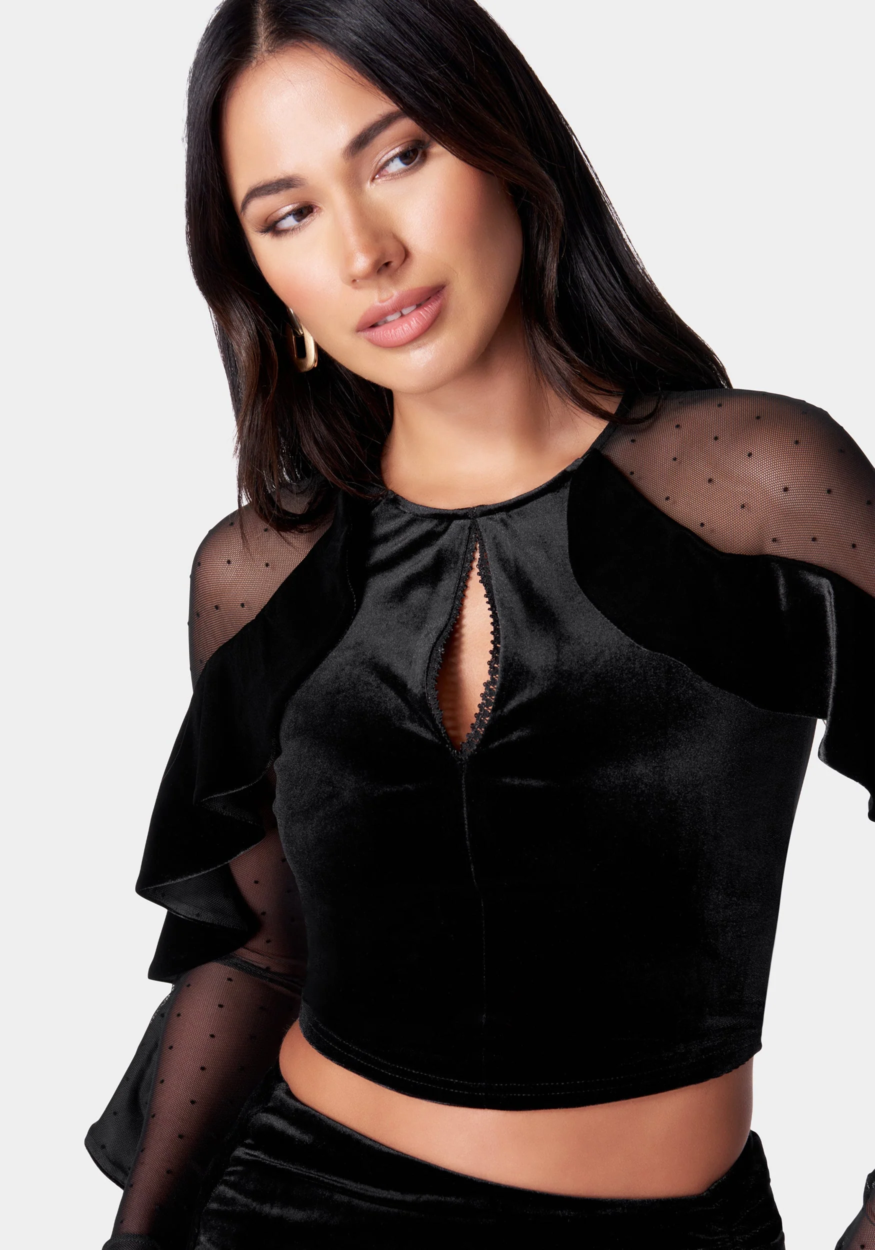 Swiss Dot Velour Ruffle Top - Image 4