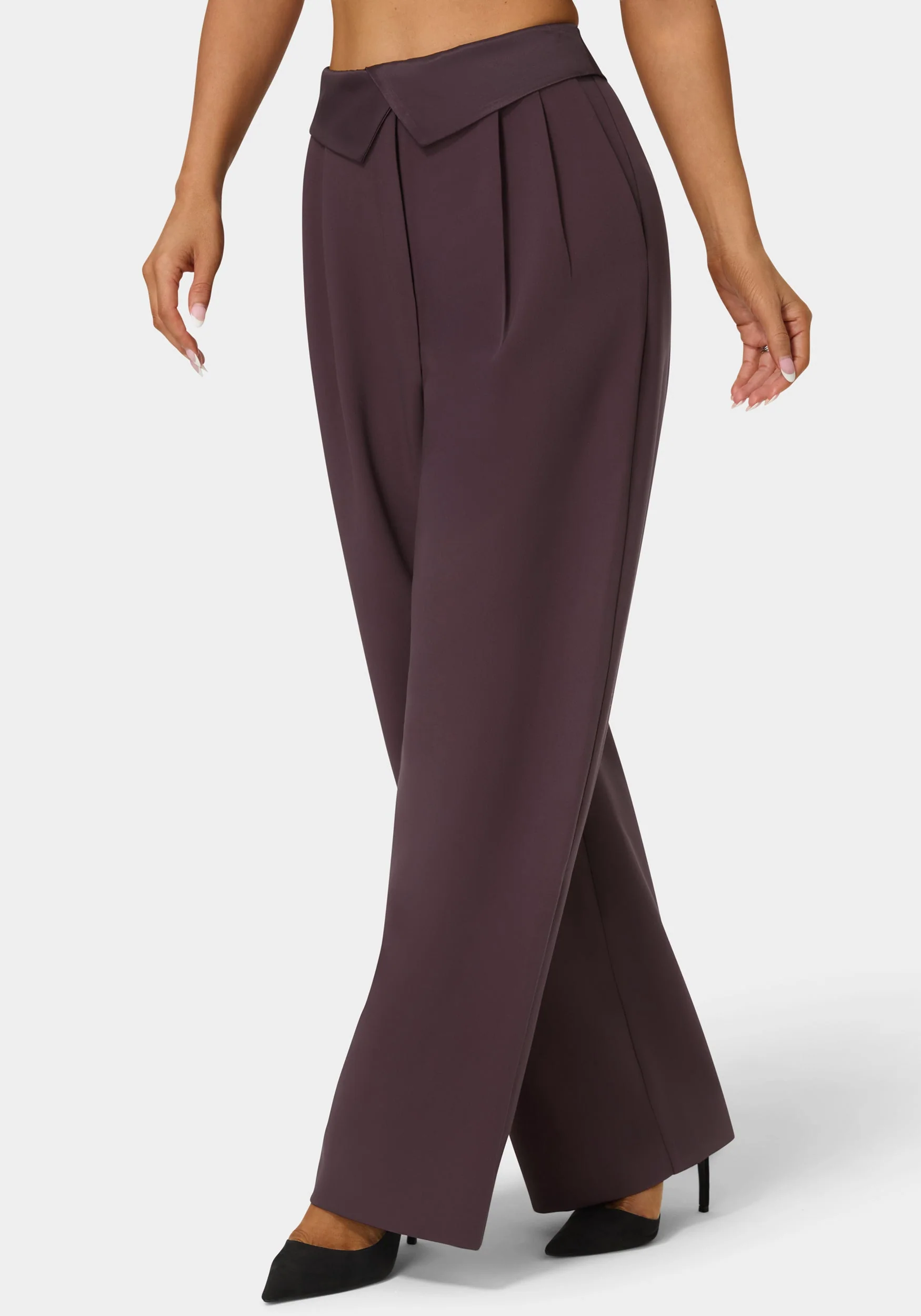 Tailored Foldover Waistband Wide Leg Pant - Image 5
