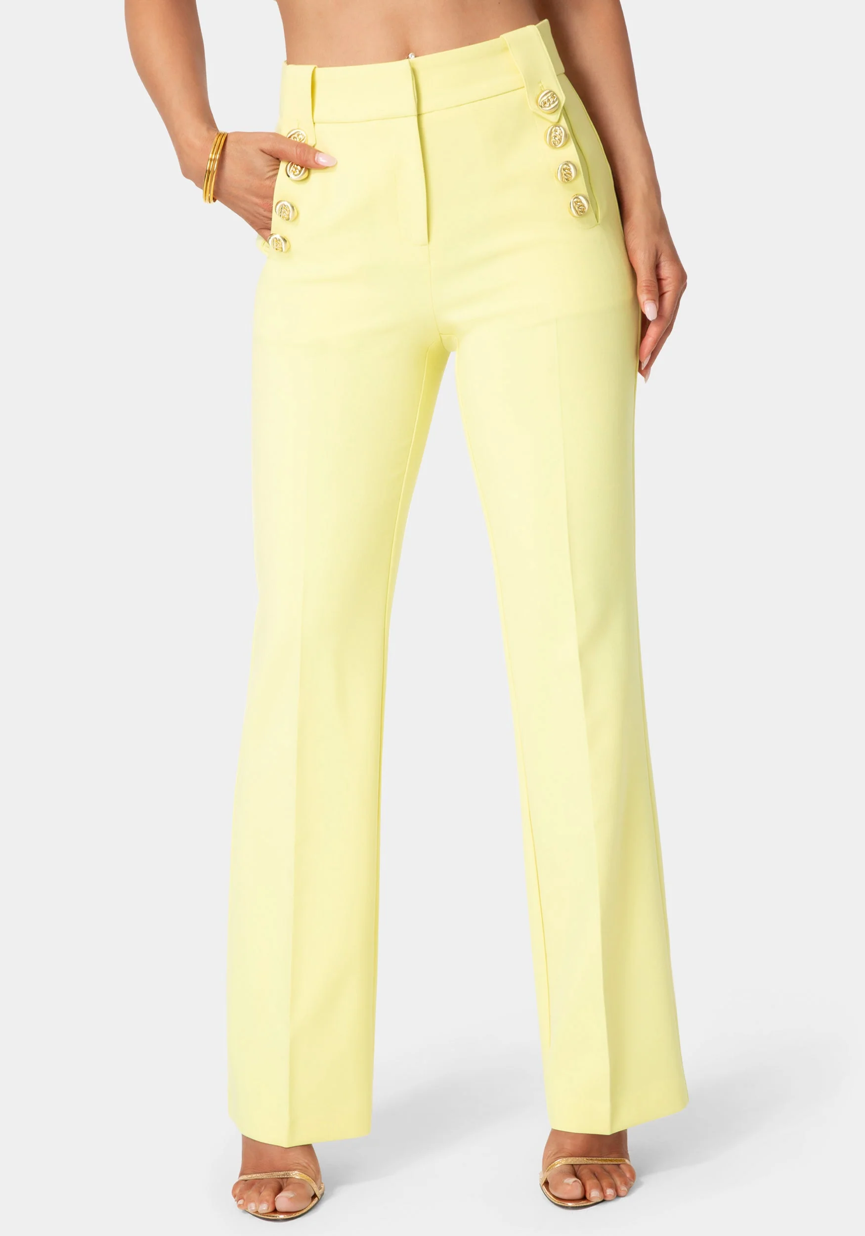 Tailored High Waist Straight Leg Pant