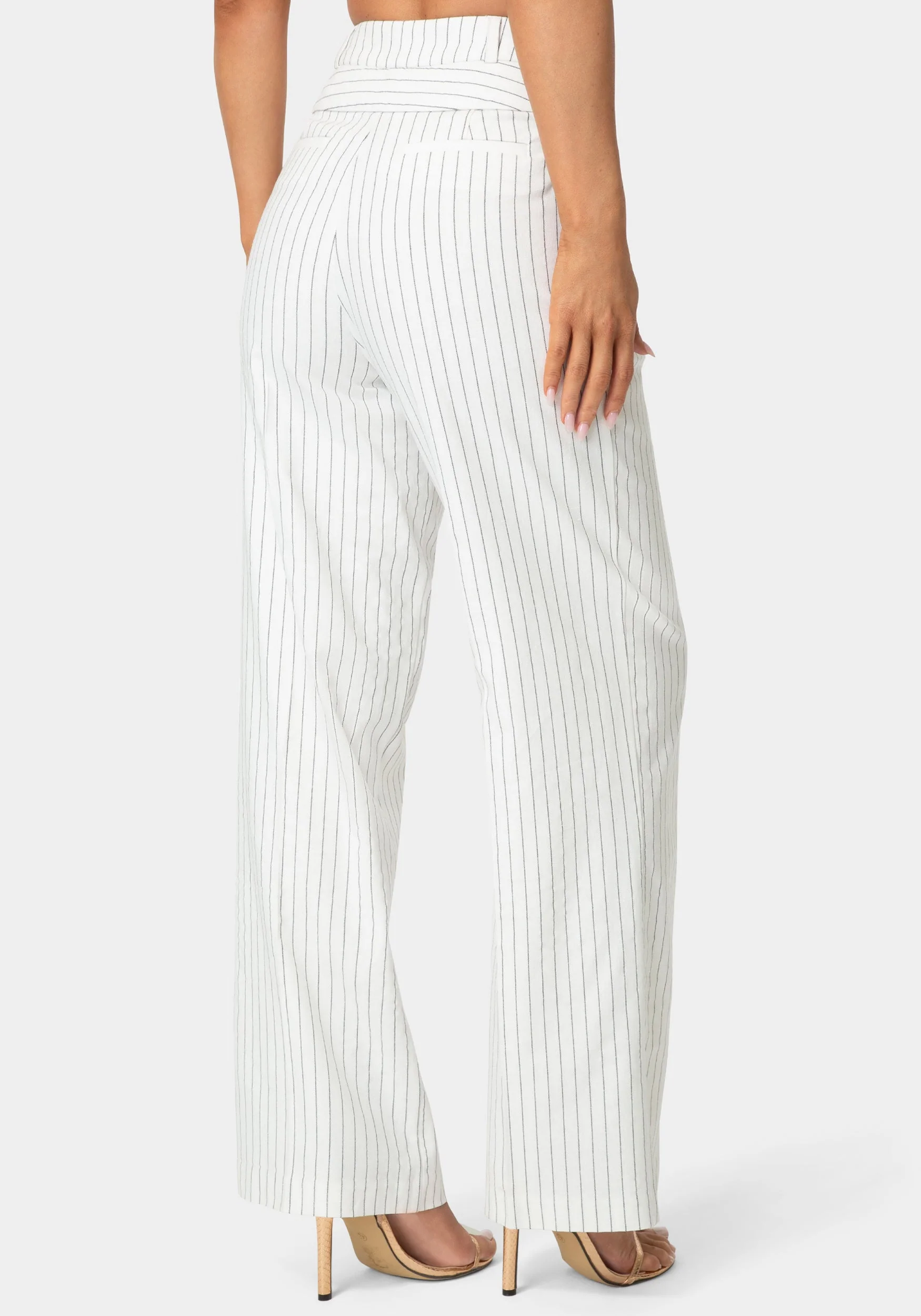 Tailored Pinstripe Straight Wide Leg Pant - Image 3