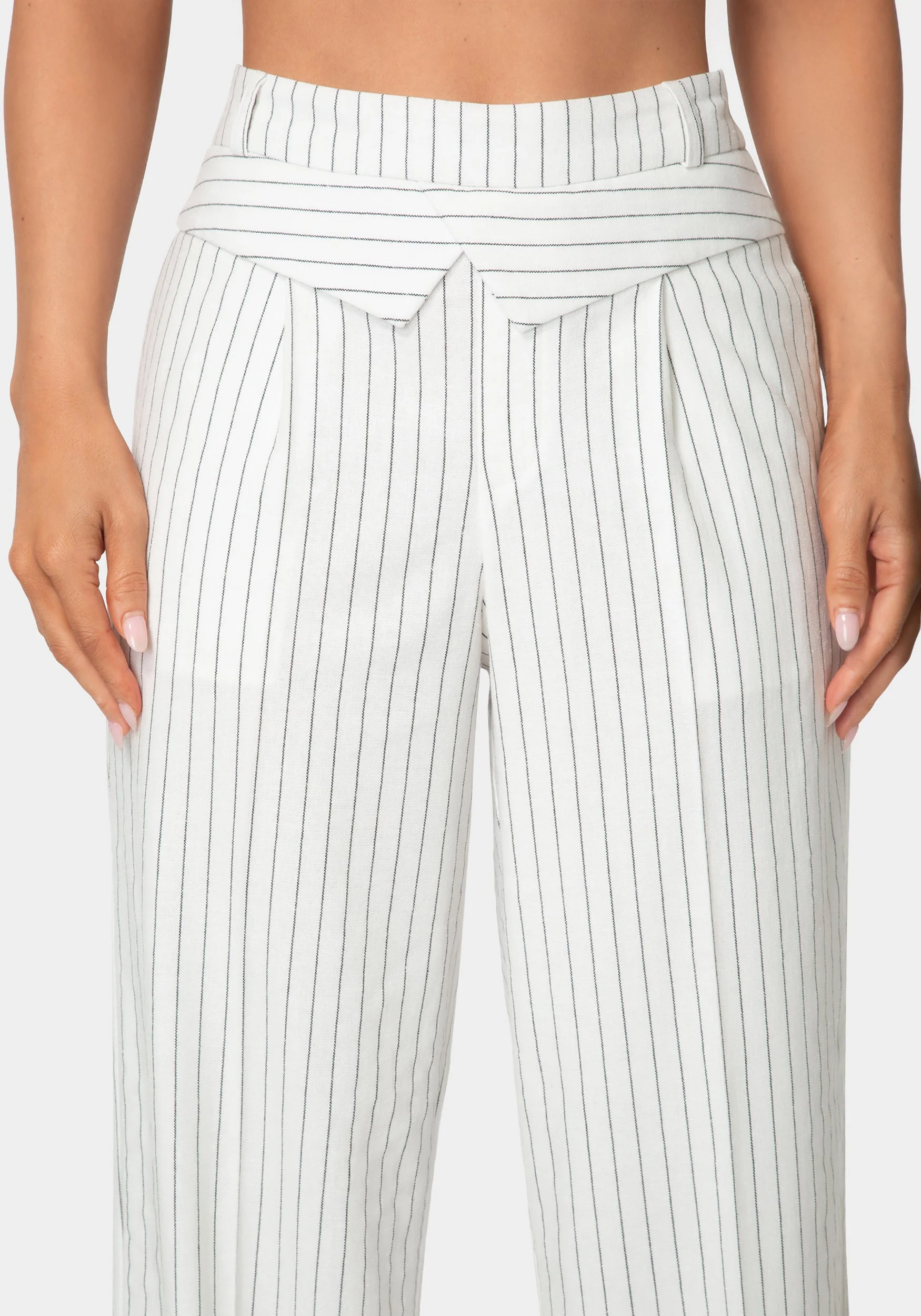Tailored Pinstripe Straight Wide Leg Pant - Image 4