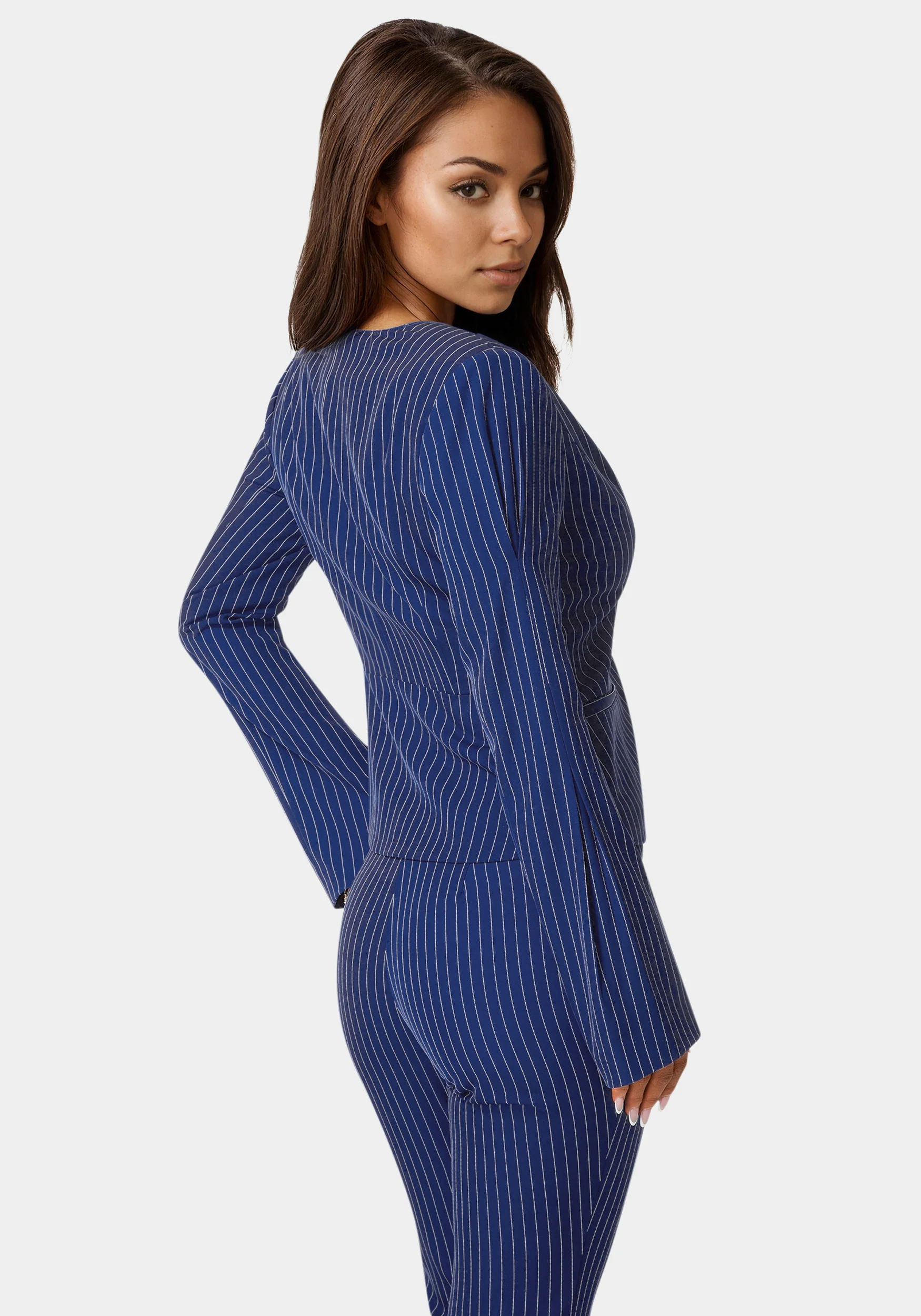 Tailored Stripe Scarf Blazer - Image 3