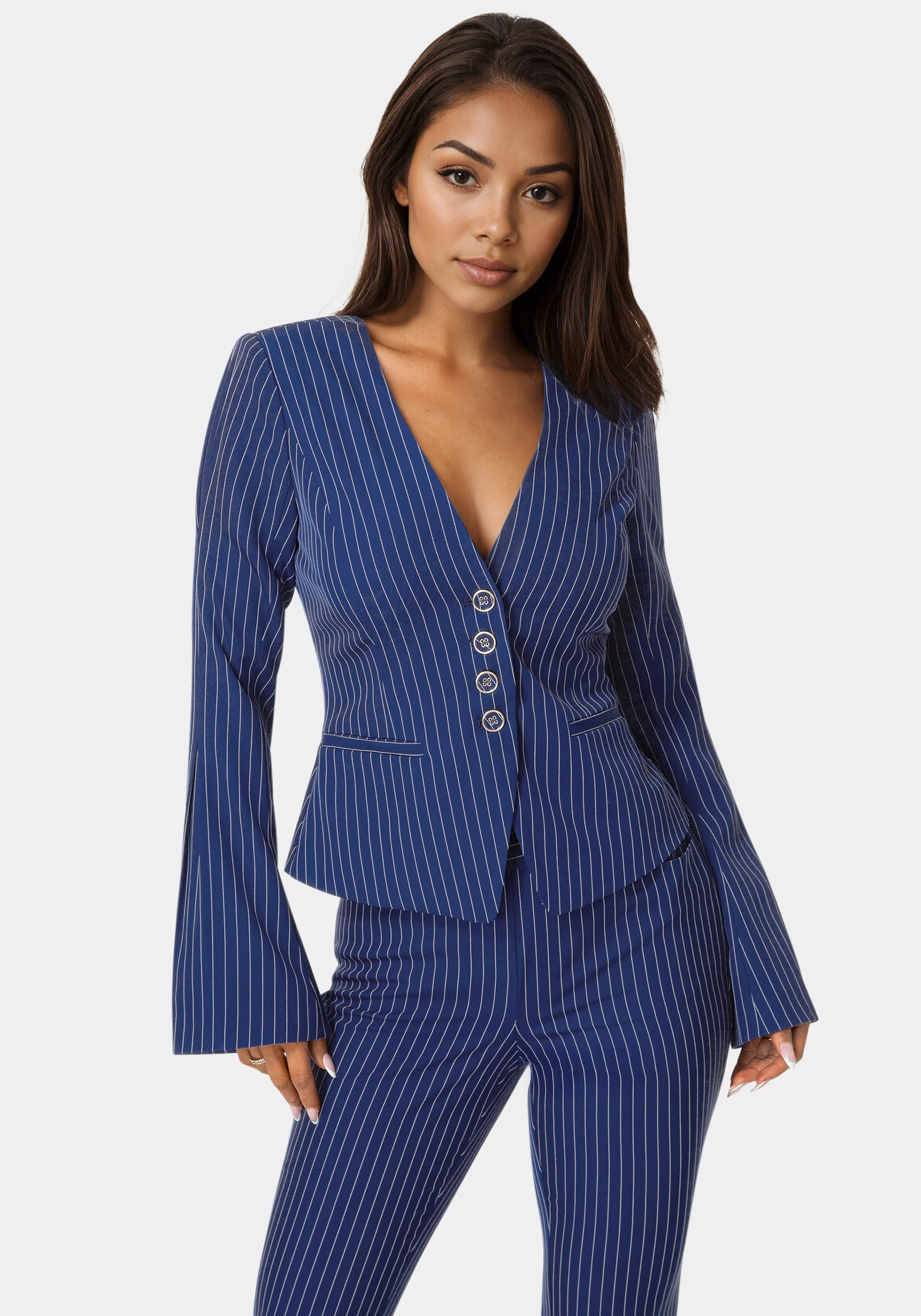 Tailored Stripe Scarf Blazer - Image 4