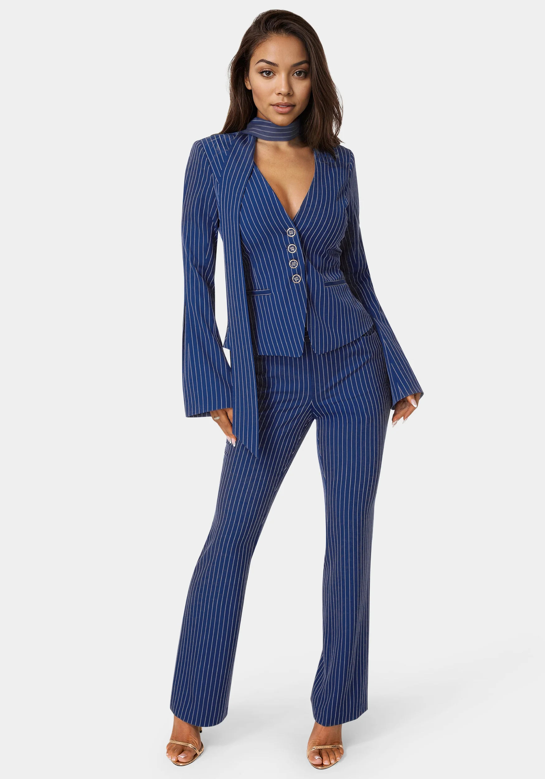 Tailored Stripe Scarf Blazer - Image 5