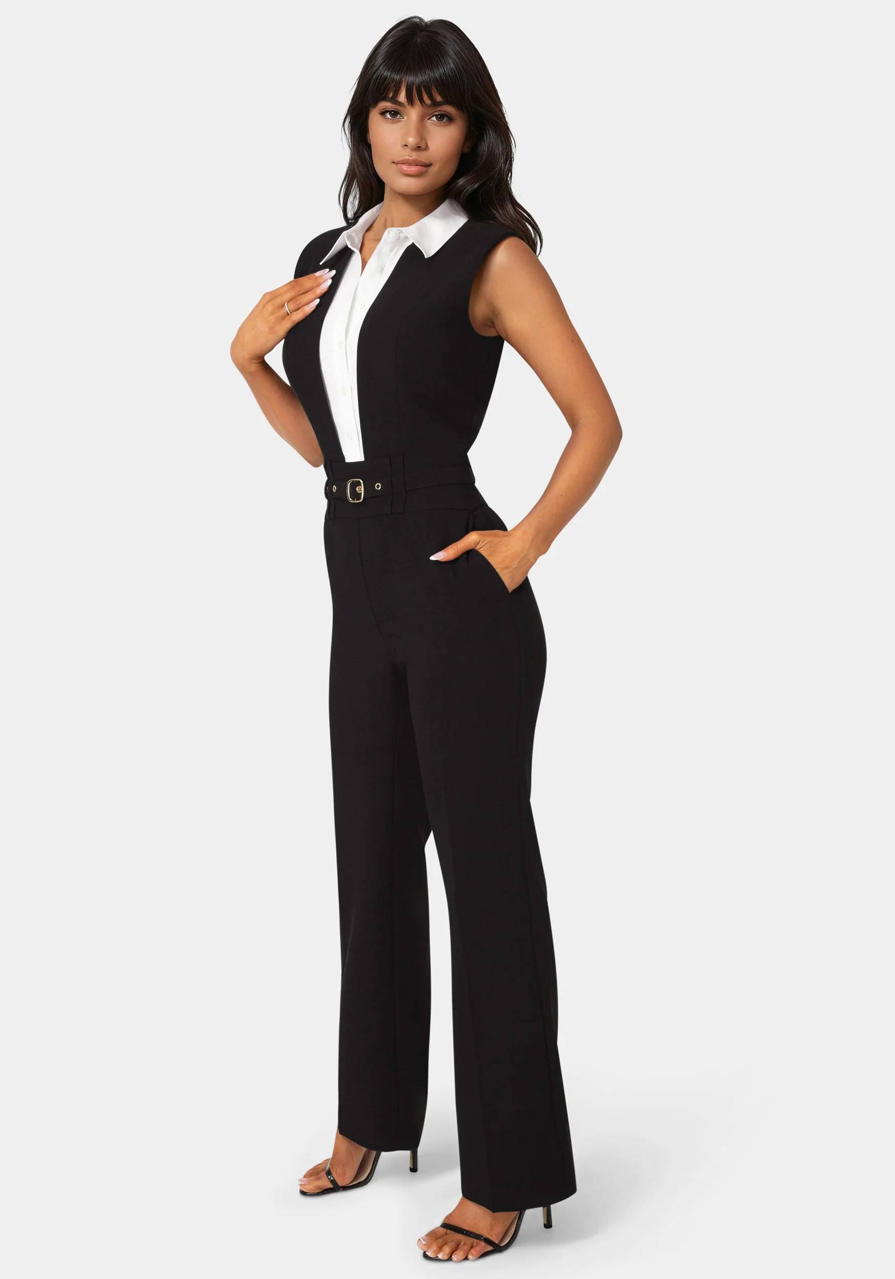 Tailored Two Tone Straight Leg Jumpsuit - Image 4