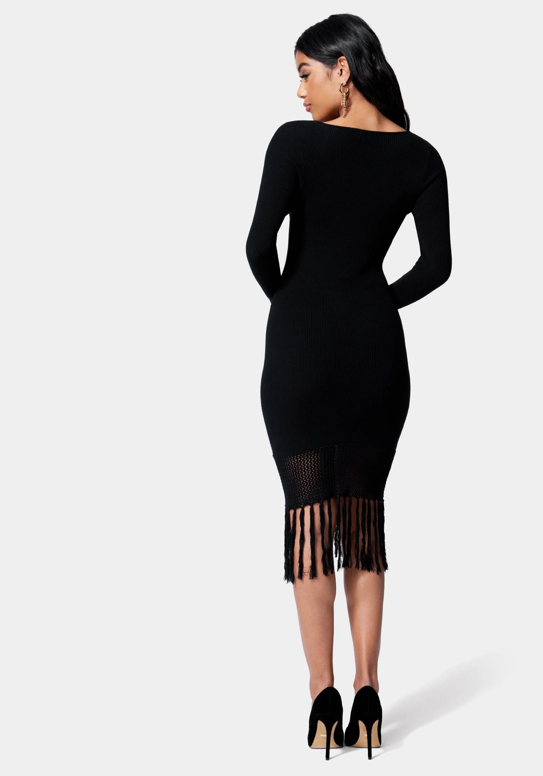 Tassel Fringe Sweater Dress - Image 3
