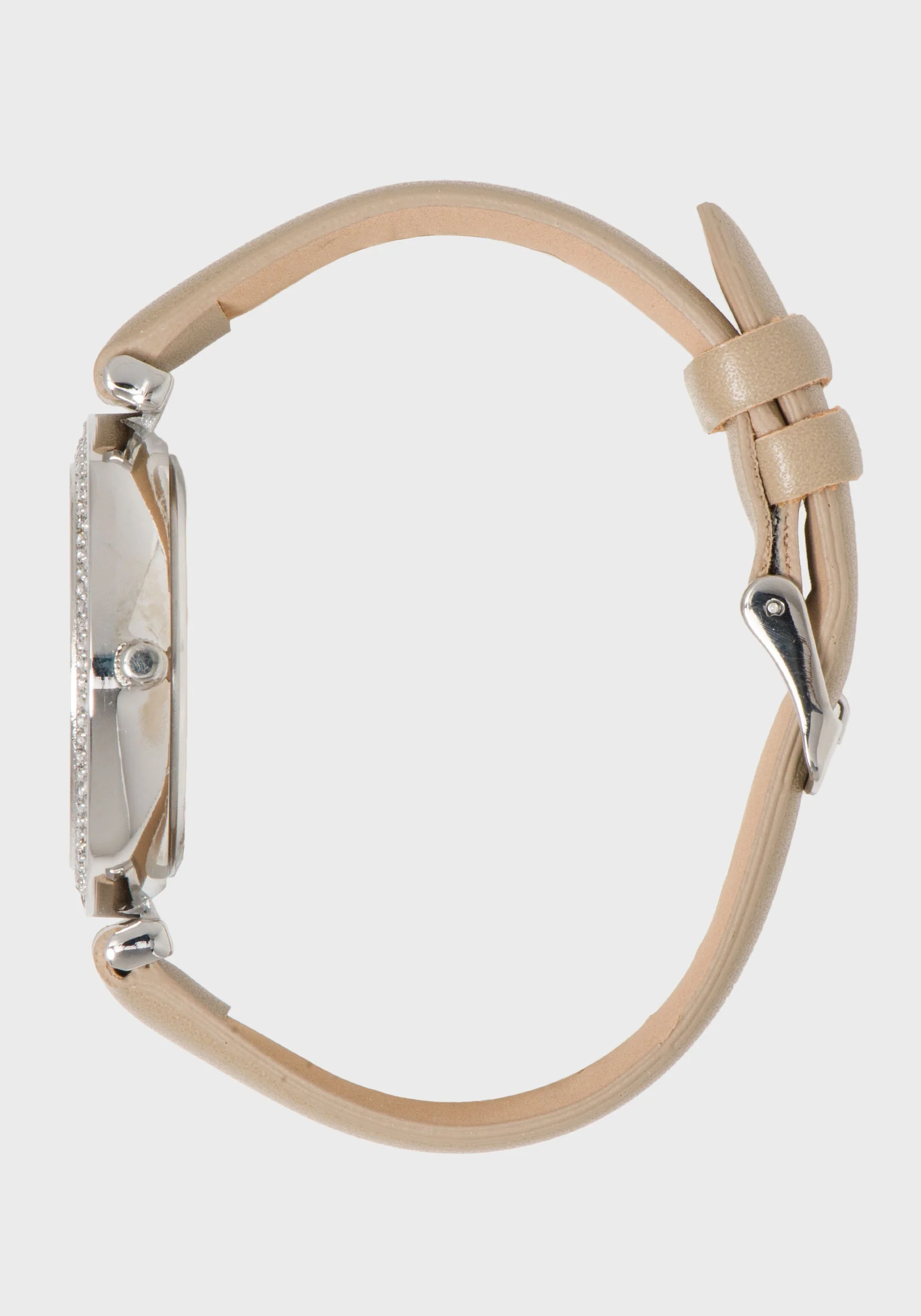 Taupe & Silver Crystal Bezel Watch - Image 3