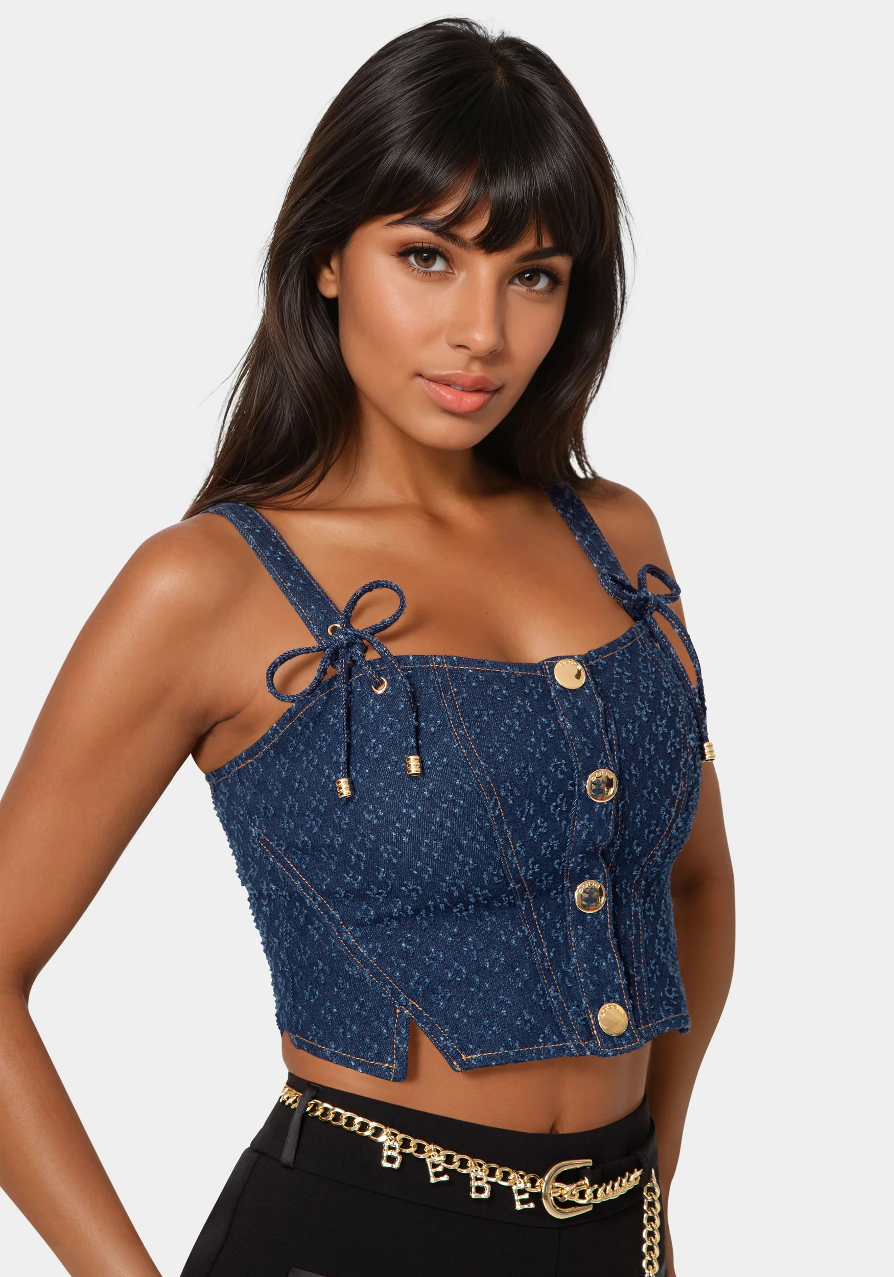 Textured Denim Bustier - Image 2