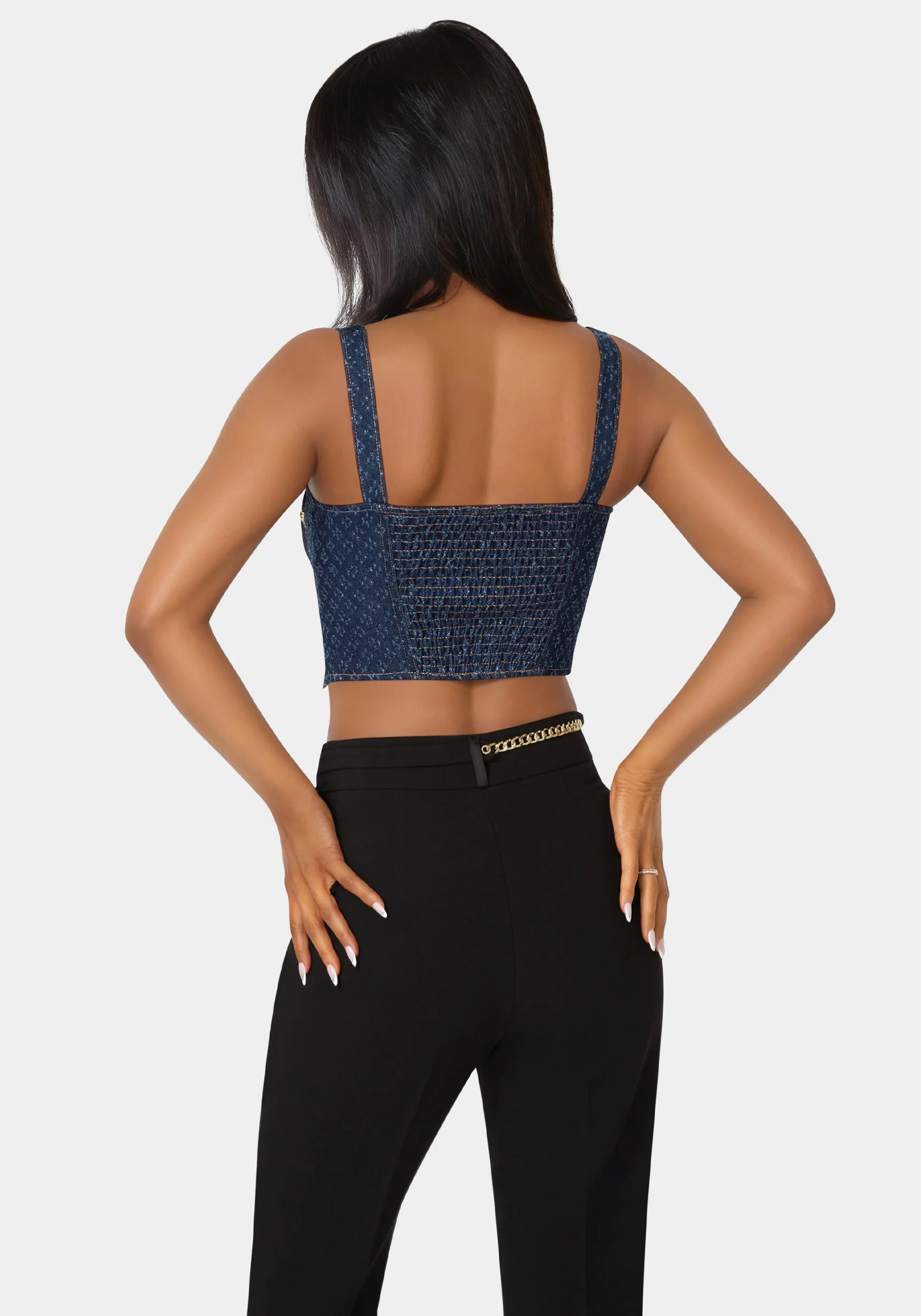 Textured Denim Bustier - Image 3