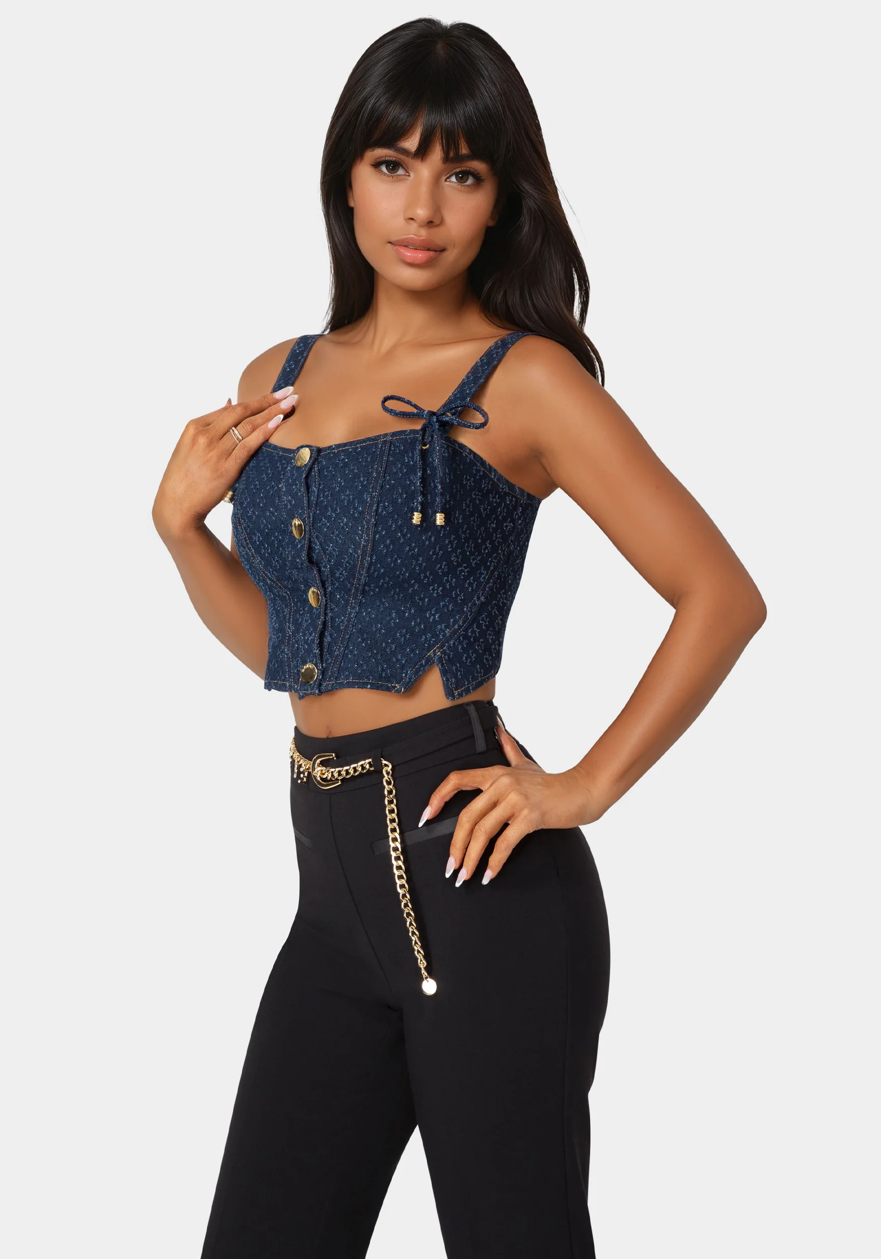 Textured Denim Bustier - Image 4