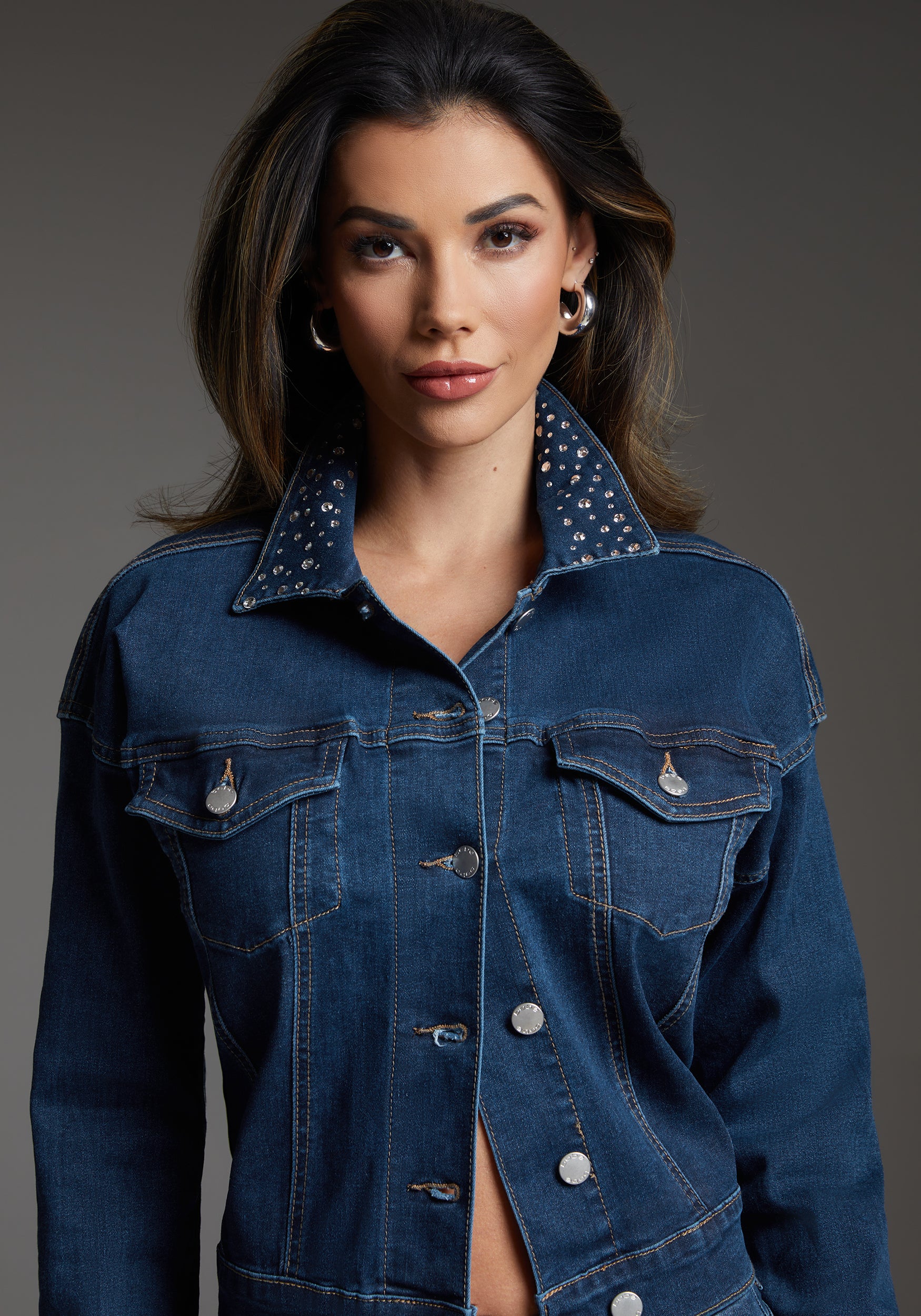 bebe Denim Jacket Embellished With Crystals by Swarovski - Image 4