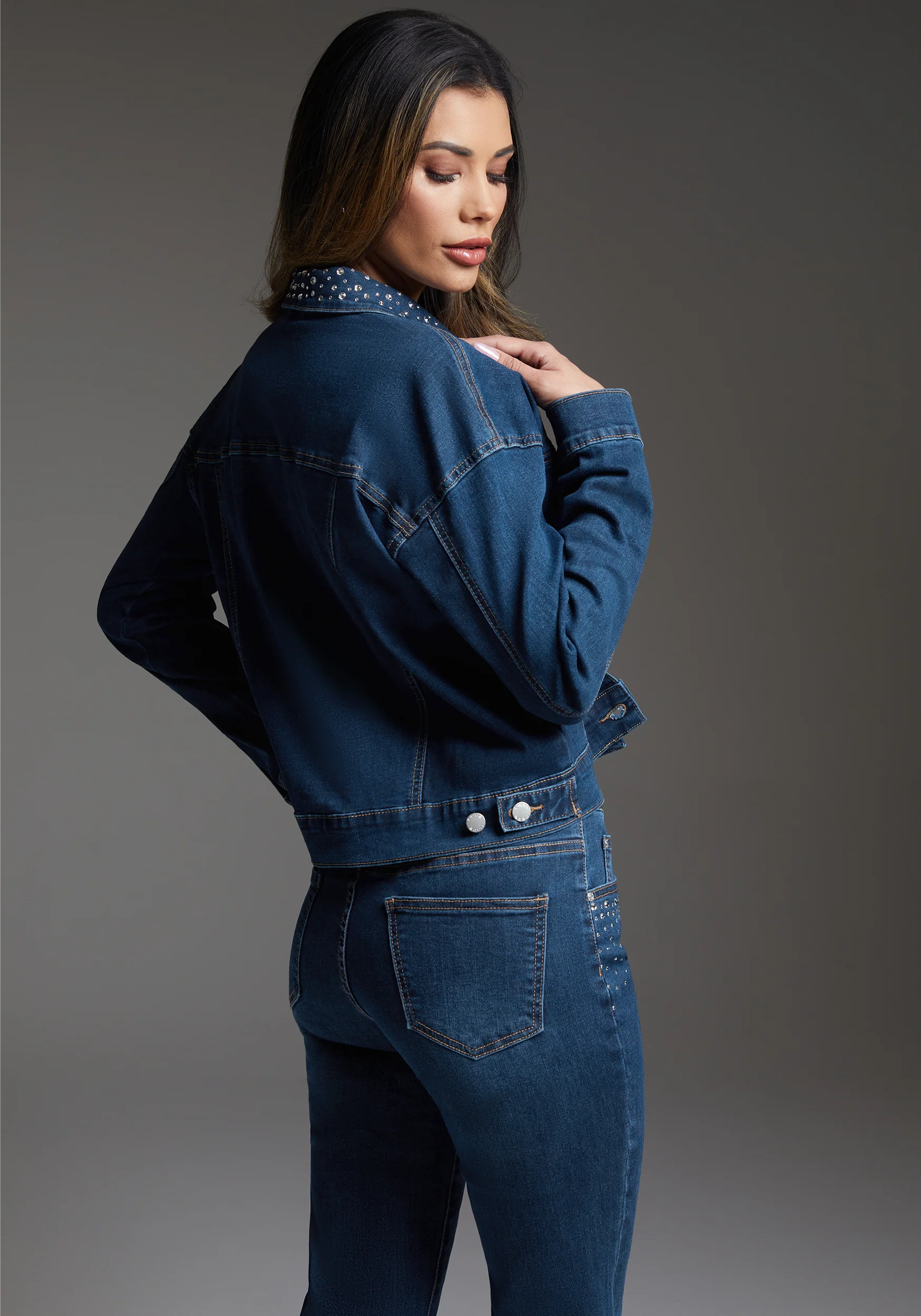 bebe Denim Jacket Embellished With Crystals by Swarovski - Image 5