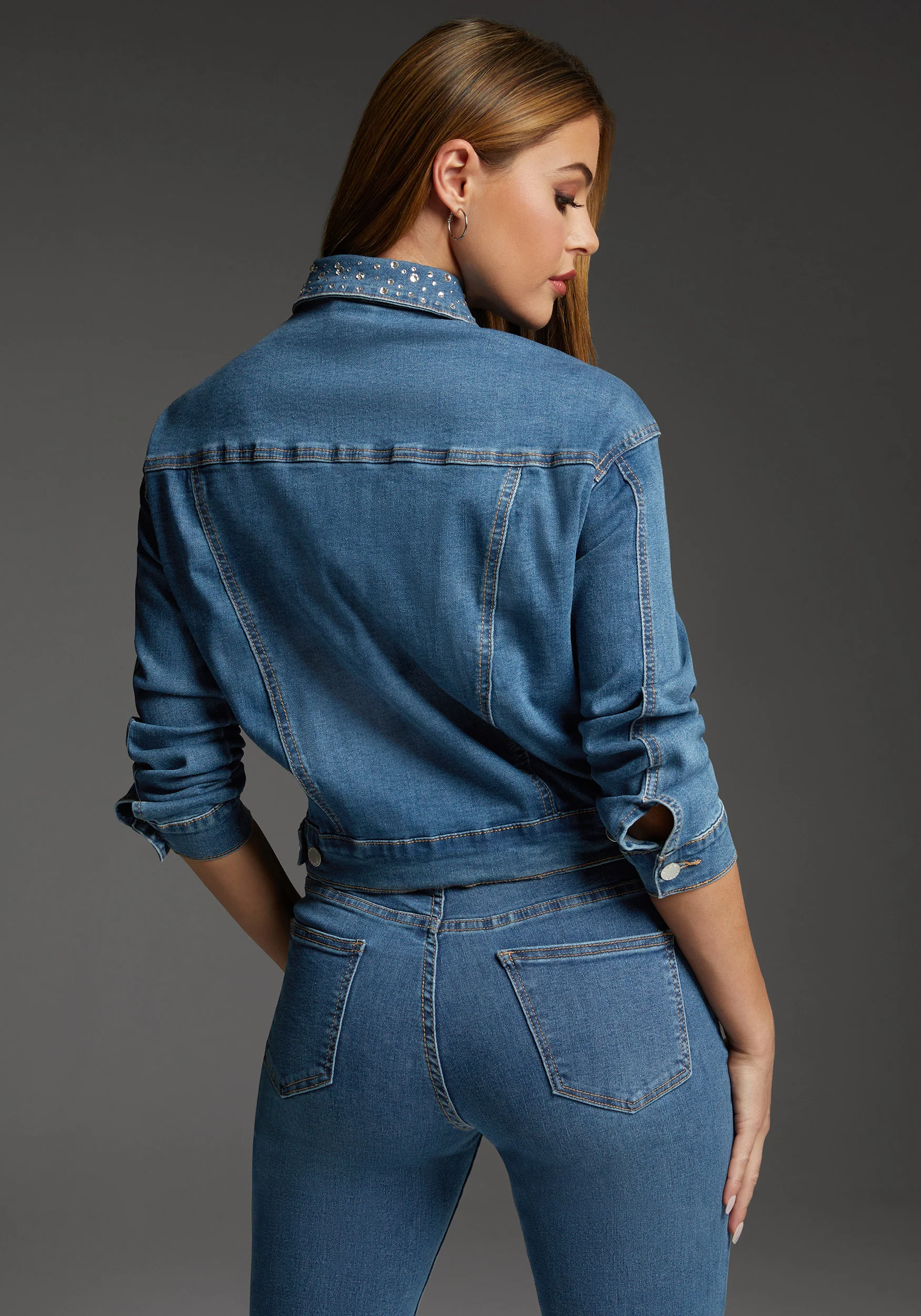 bebe Denim Jacket Embellished With Crystals by Swarovski - Image 4