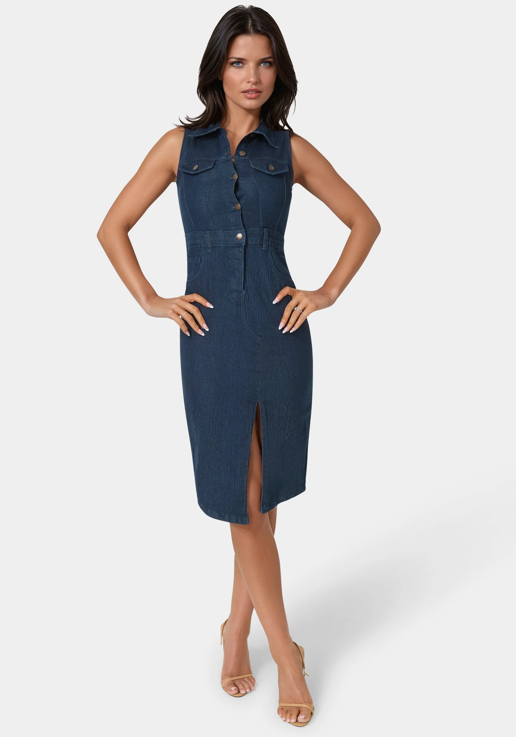The Sleeveless Midi Shirt Dress