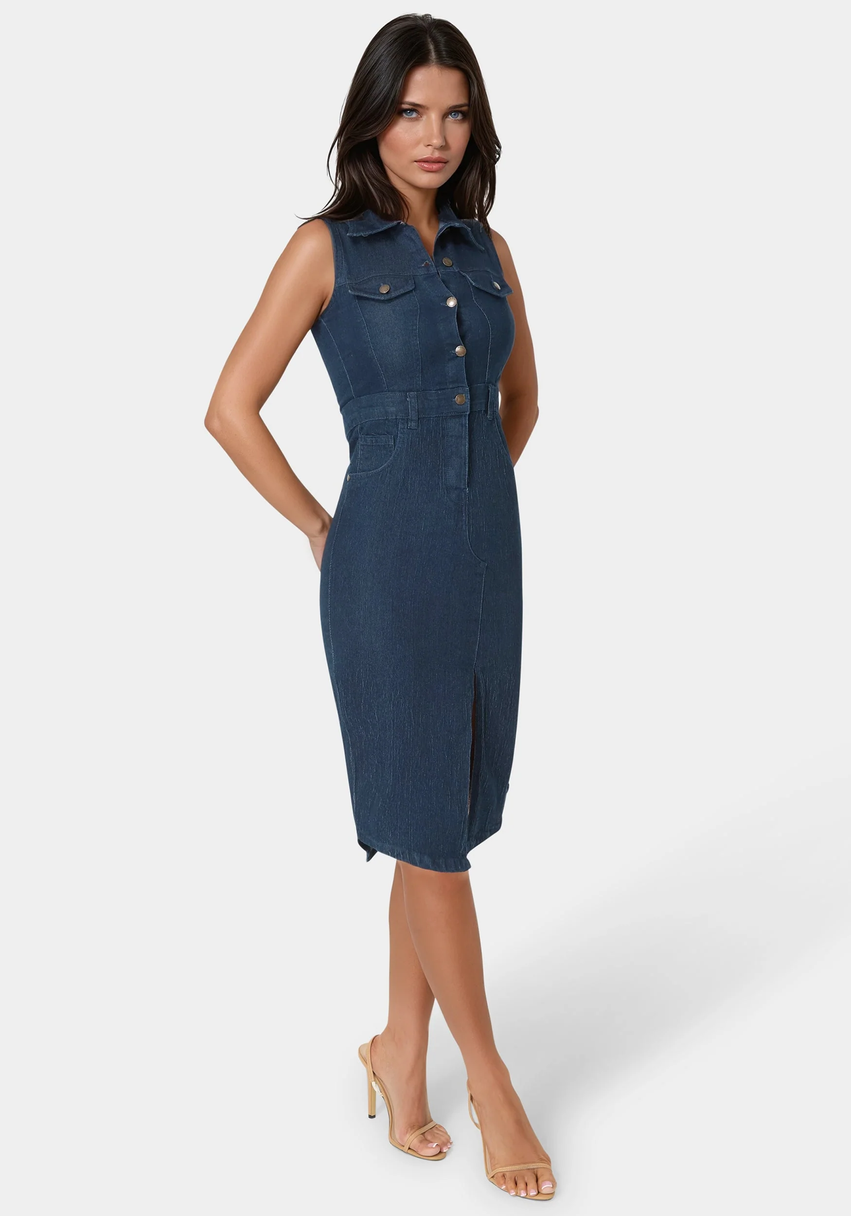The Sleeveless Midi Shirt Dress - Image 2