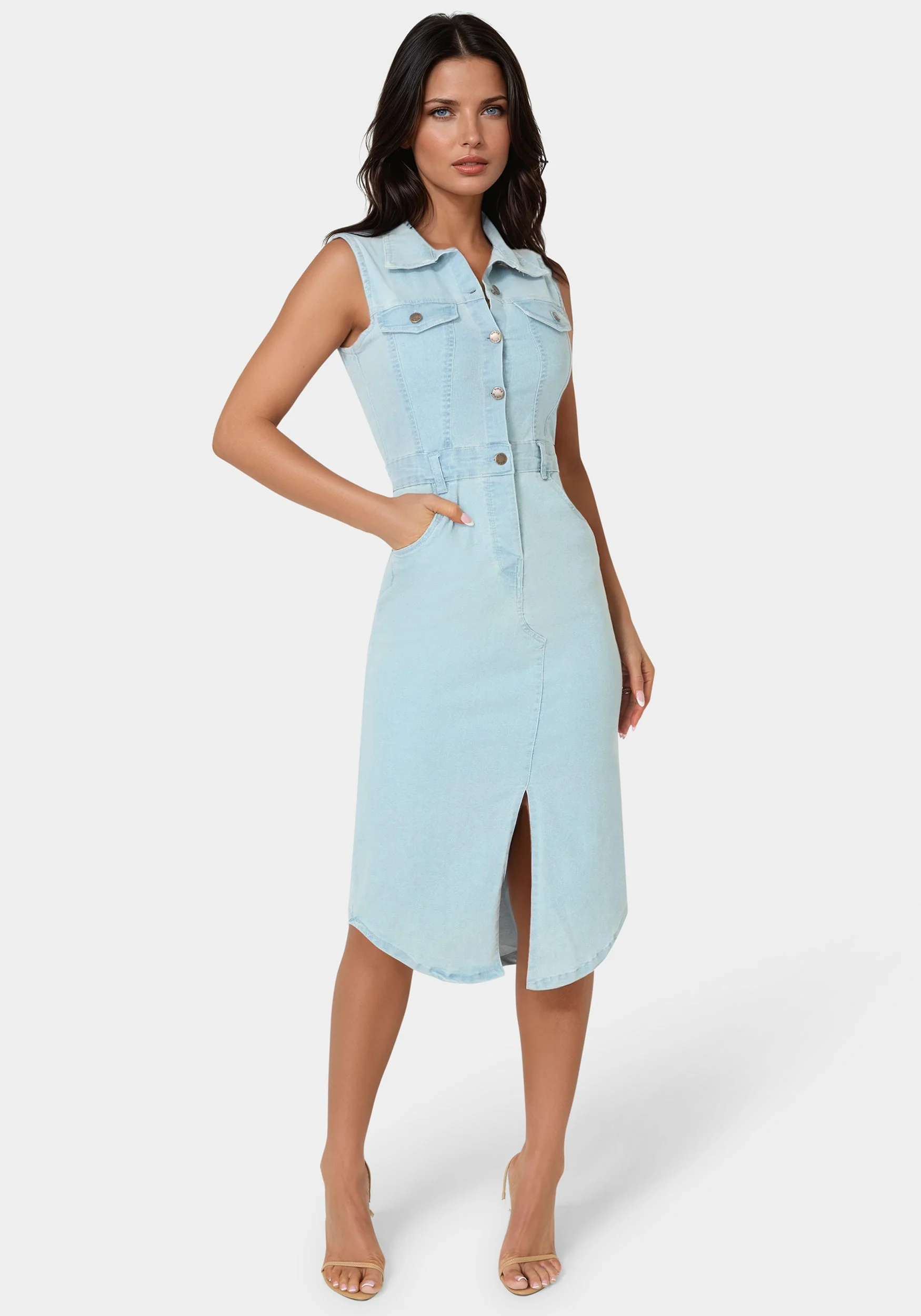The Sleeveless Midi Shirt Dress