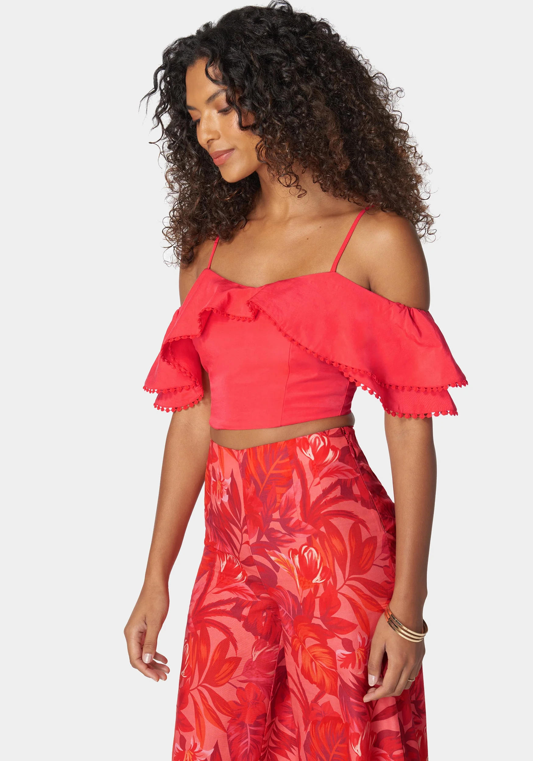 Tie Back Ruffle Trim Detail Top - Image 2
