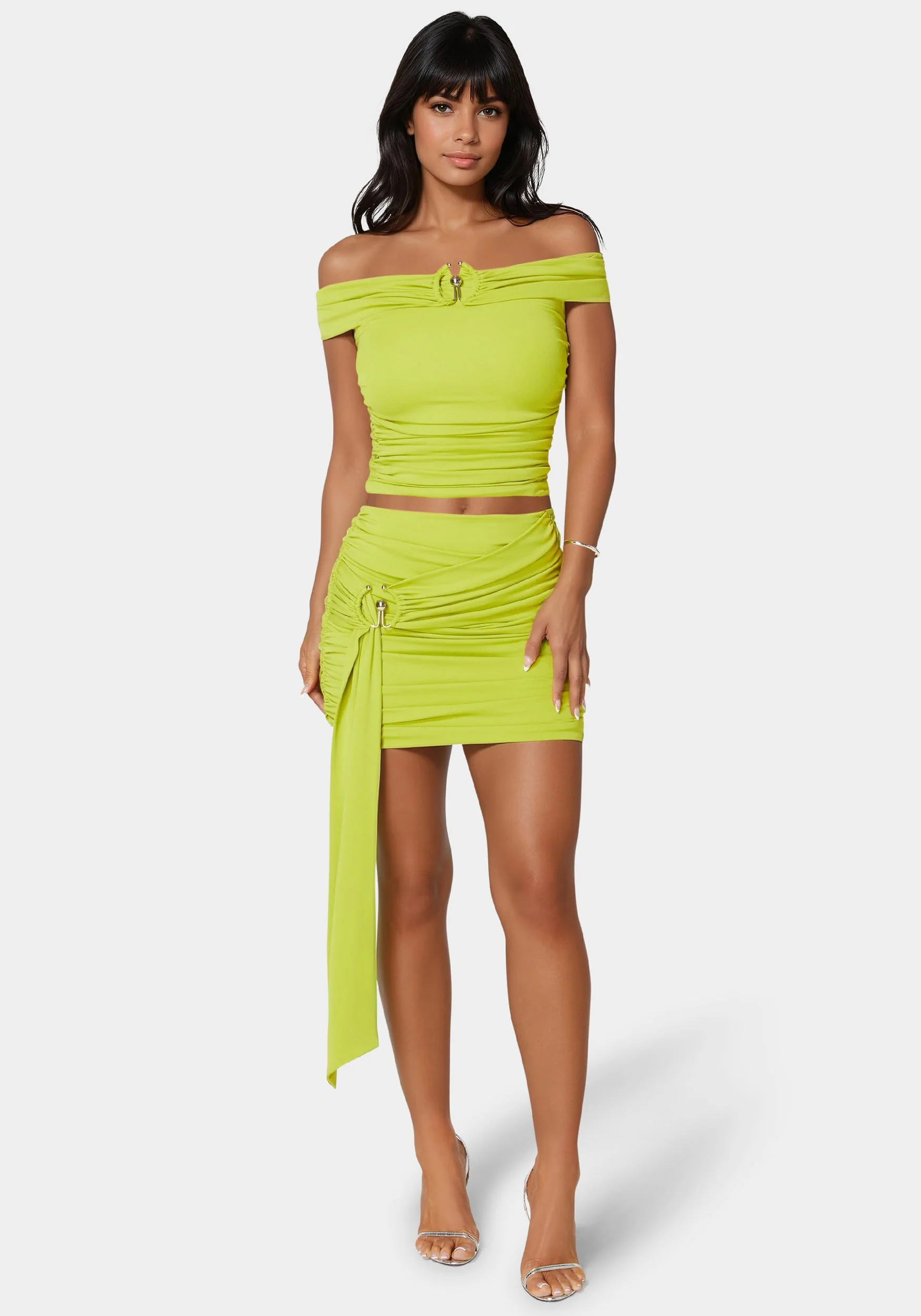 Tie Ruched Knit Skirt - Image 2
