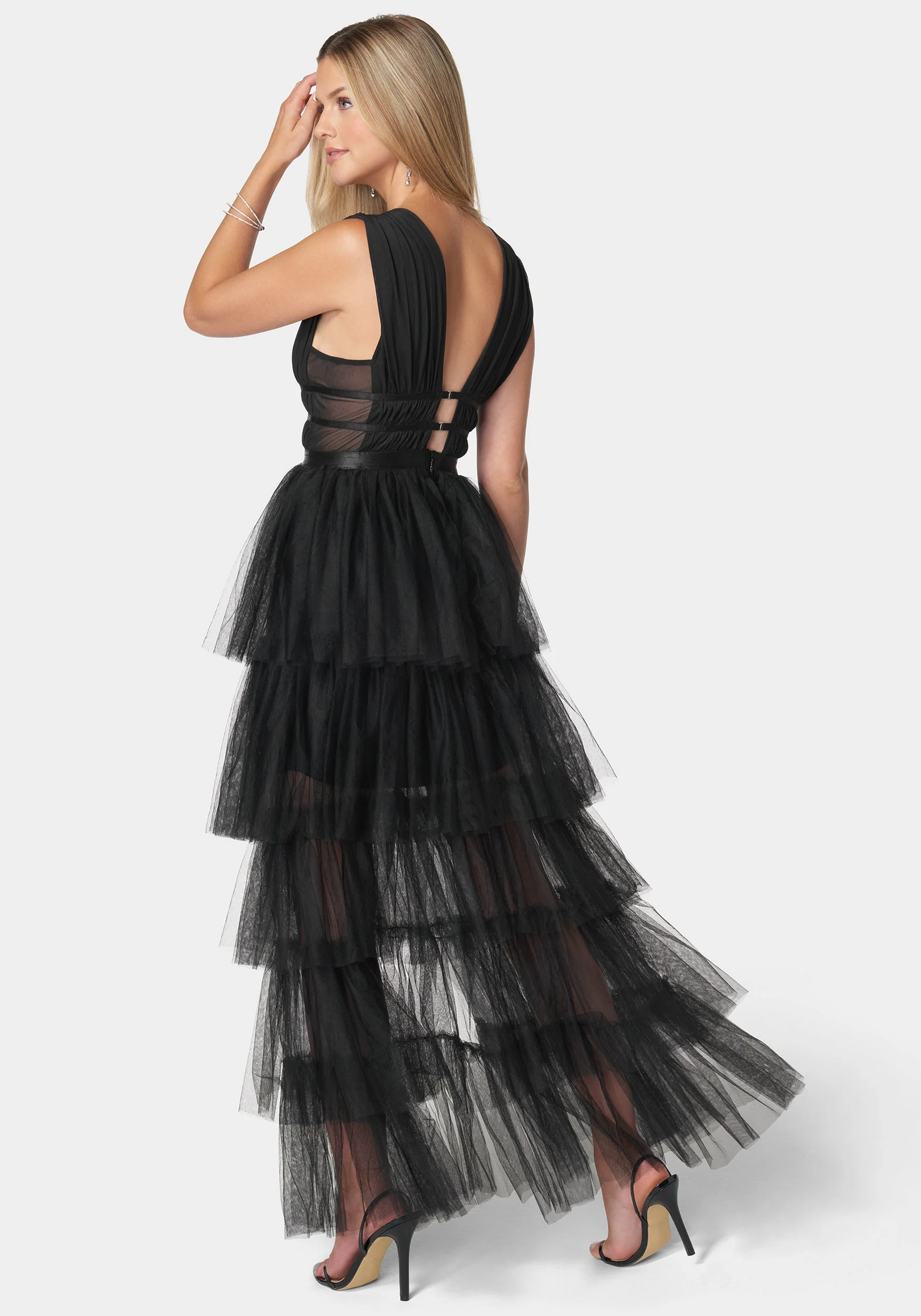 Tiered High Low Mesh Dress - Image 3