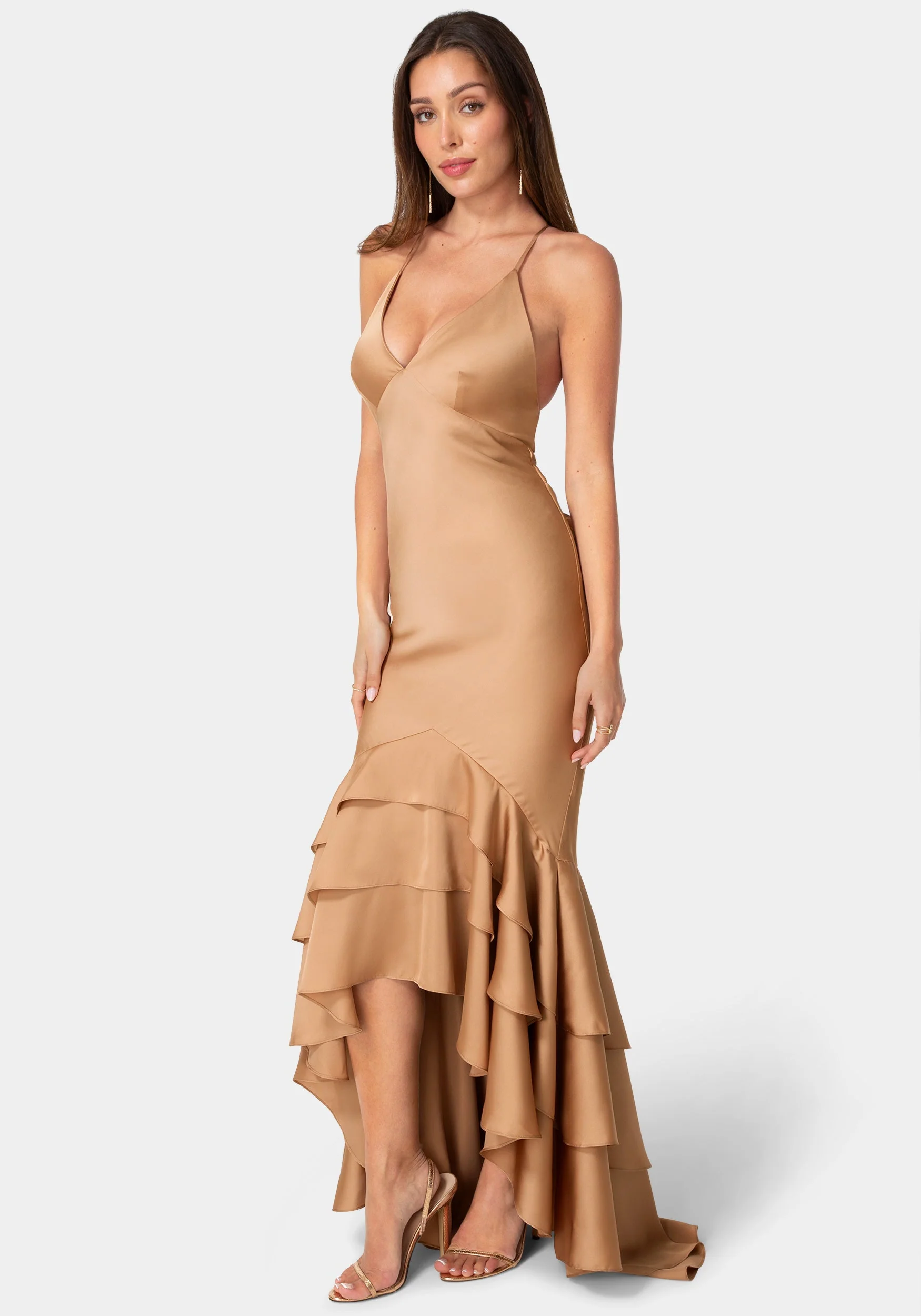 Tiered Satin High Low Gown - Image 2