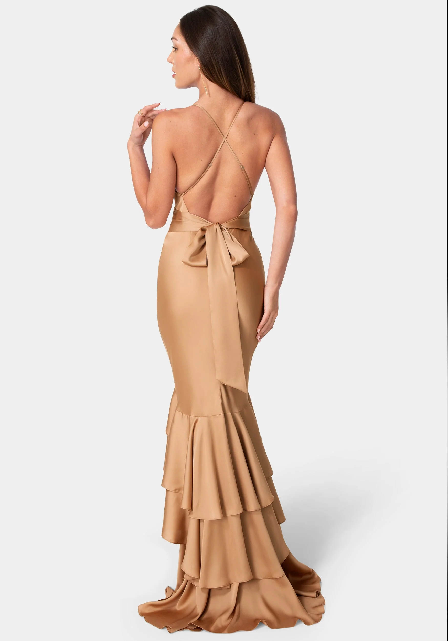 Tiered Satin High Low Gown - Image 3