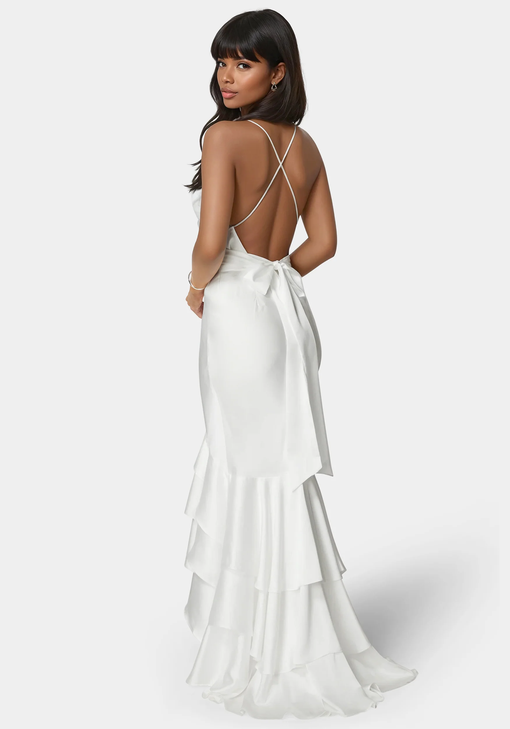 Tiered Satin High Low Gown - Image 3